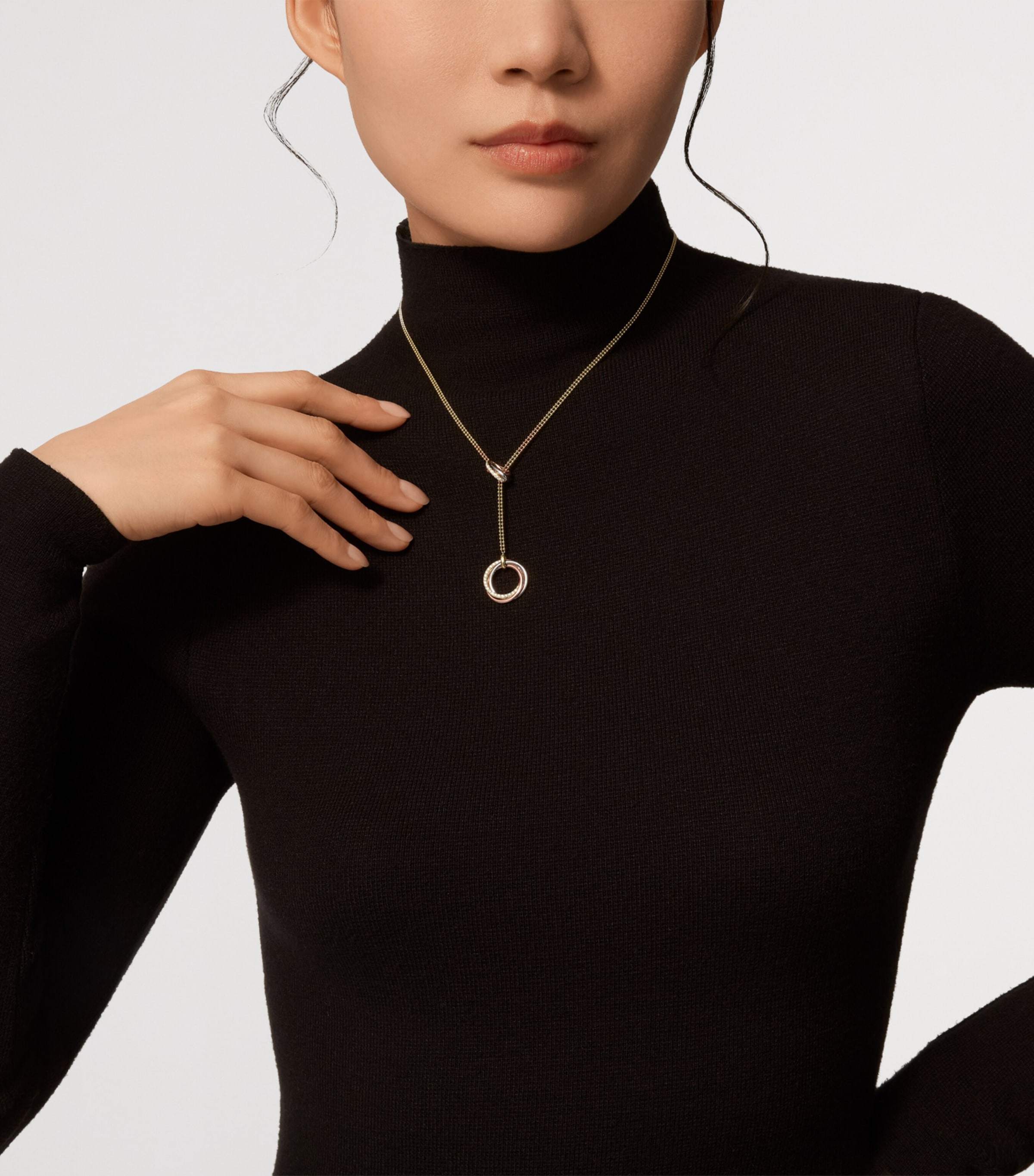 Mixed Gold and Diamond Trinity Necklace MIXED GOLD Image 3