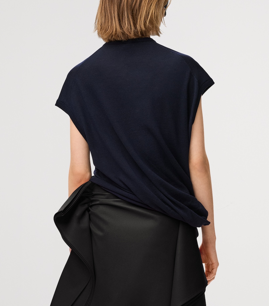 LOEWE Womens Wool-Blend Sweater Vest Dark Navy Image 4
