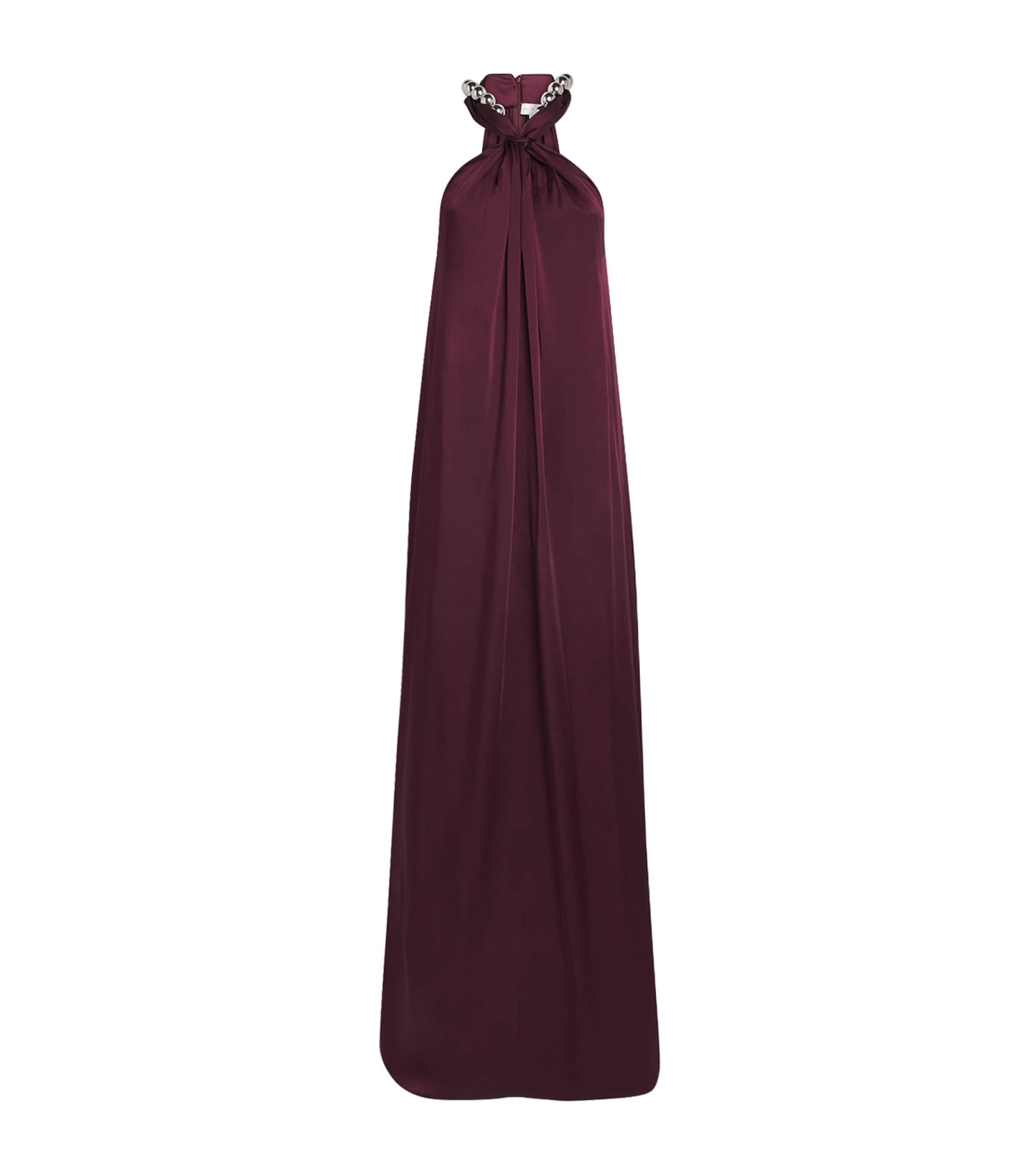 Stella Mccartney Satin Halterneck Gown In Purple