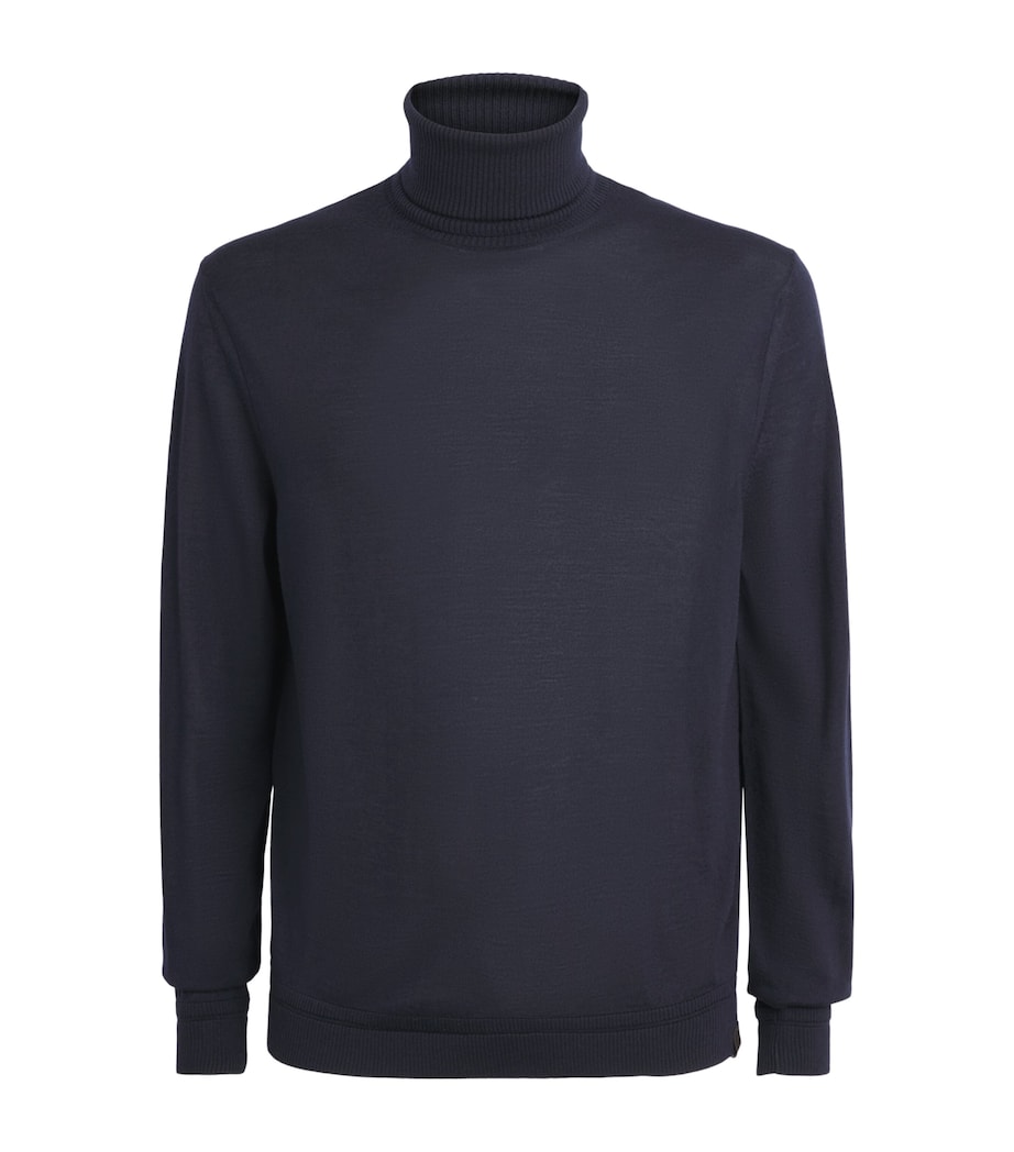 Jacob Cohën Mens Wool-Silk Rollneck Jumper Navy Blue Image 1