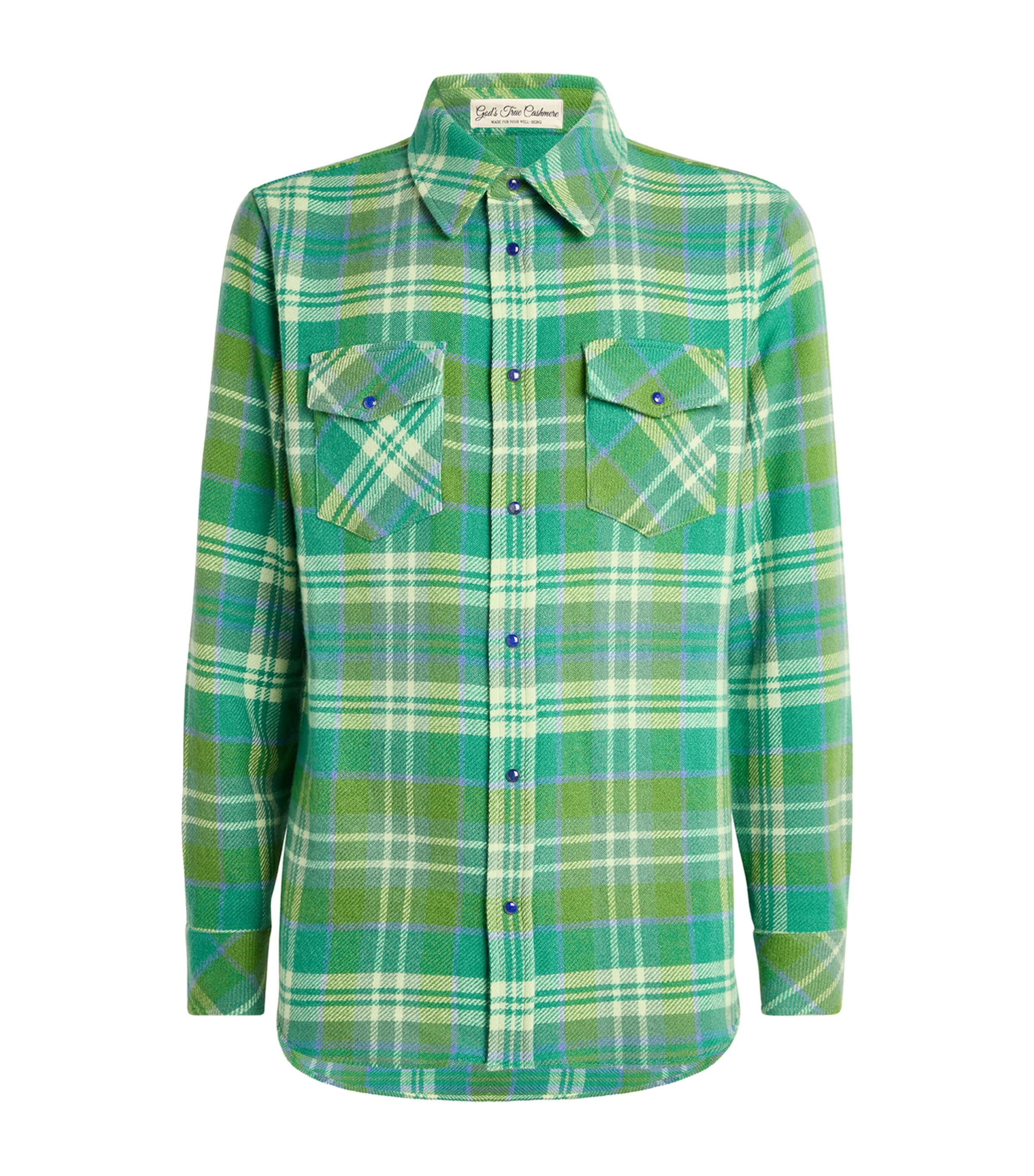 God's True Cashmere Cashmere Plaid Shirt In Green
