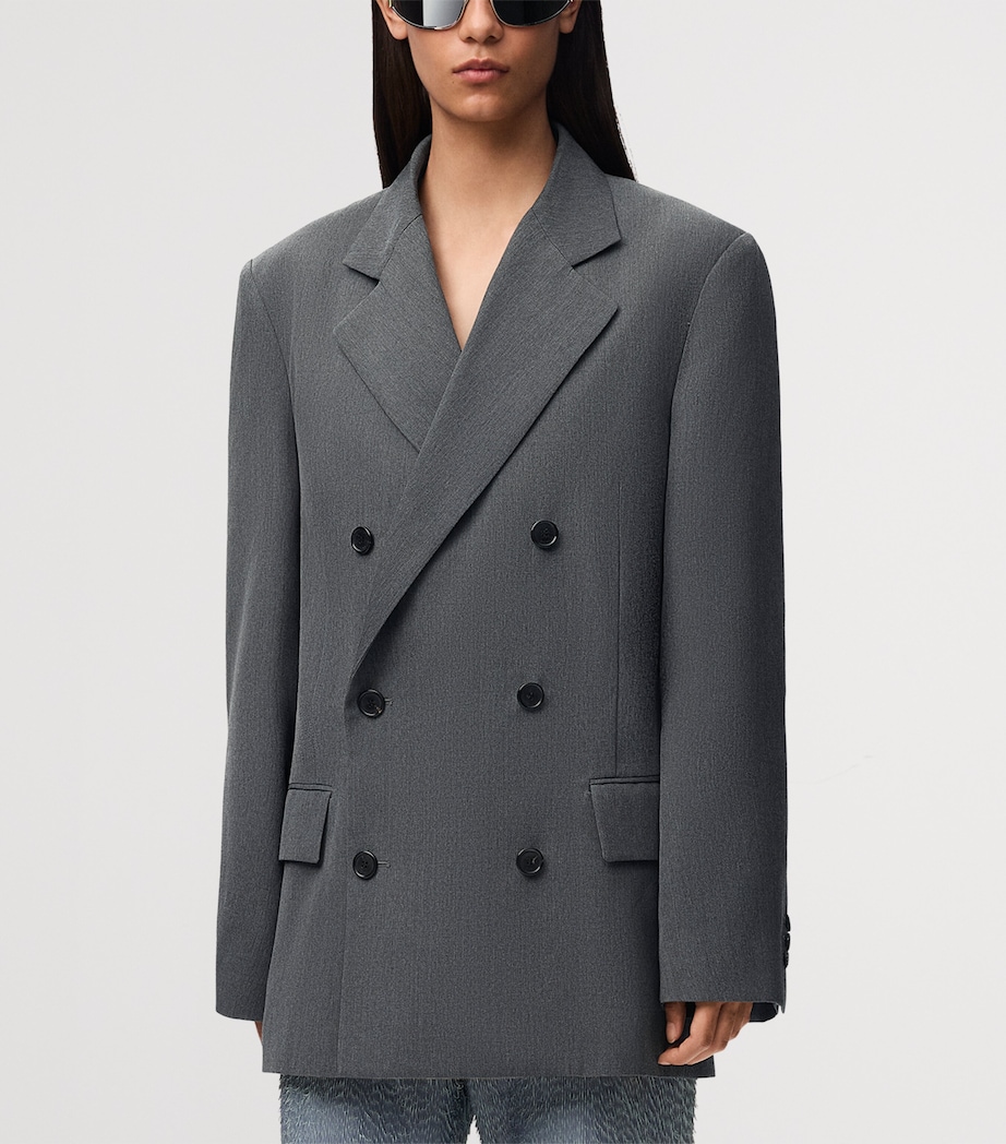 LOEWE Womens Wool Layered-Sweater Effect Blazer Charcoal Melange Image 6