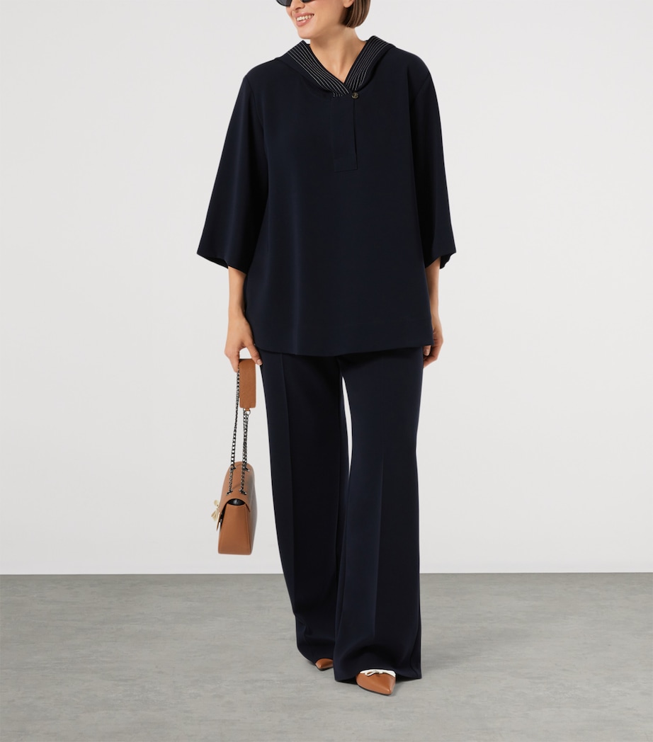 Marina Rinaldi Womens Cotton Hooded Blouse Midnightblue Image 2
