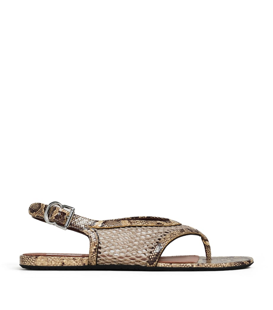 Alaïa Python-Effect Thong Sandals Honey Image 1