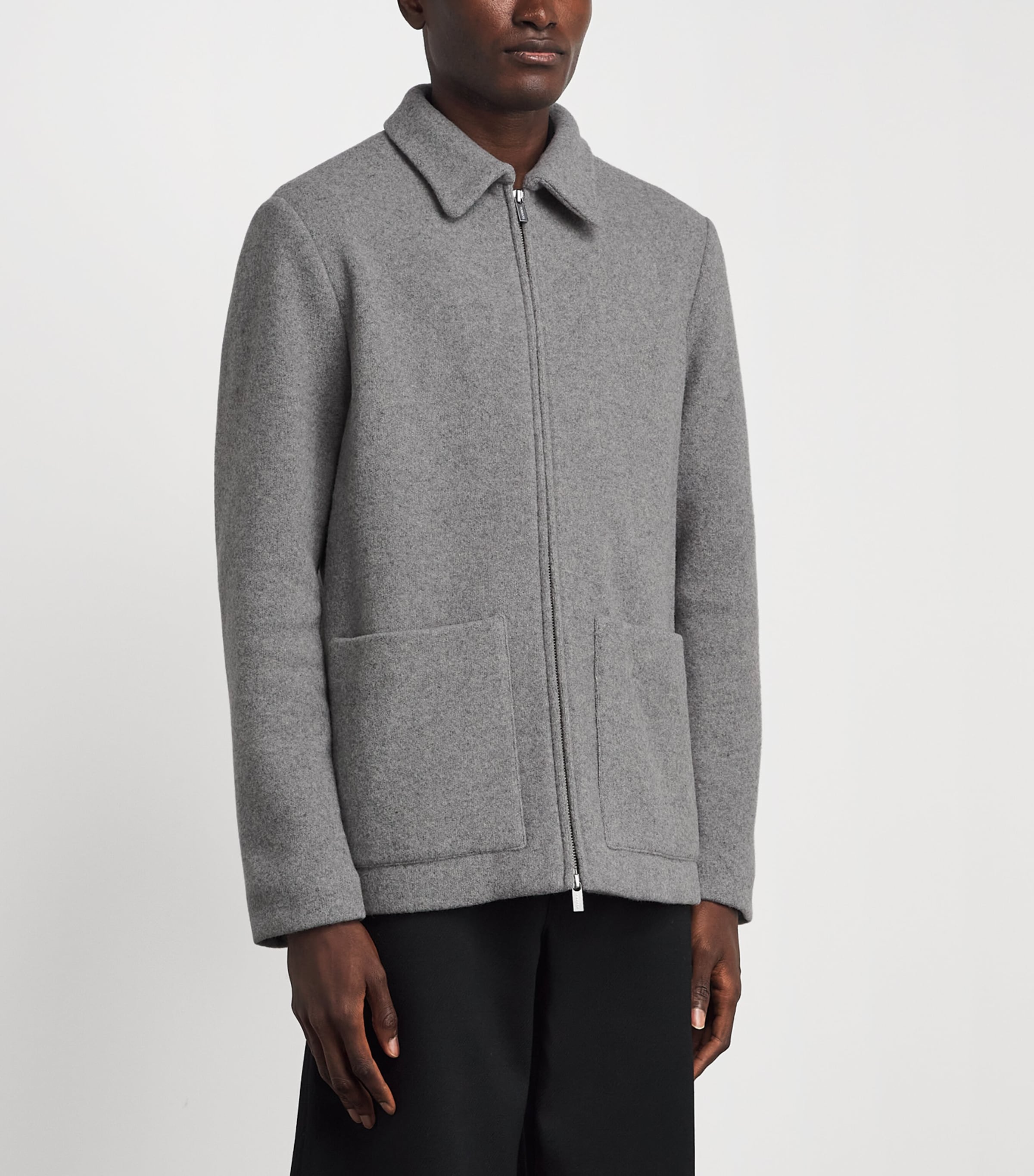 Barena Mens Wool-Blend Zip-Up Cardigan Grigio Image 4