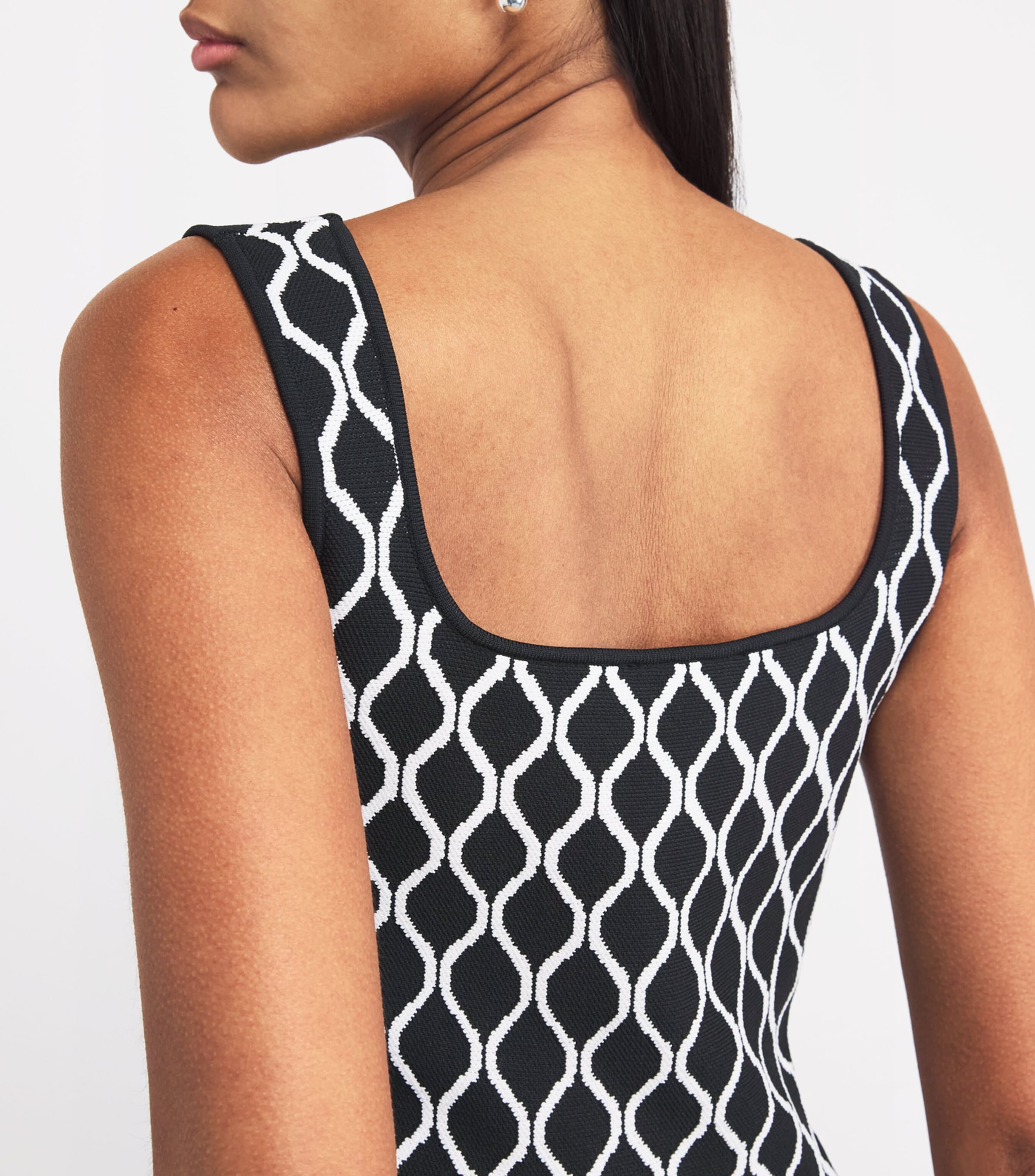 Jacquard Knit Midi Dress BLACK / WHITE Image 4