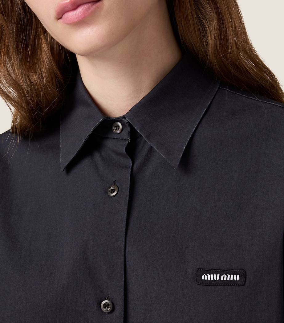 Miu Miu Womens Stretch-Poplin Shirt Black Image 4