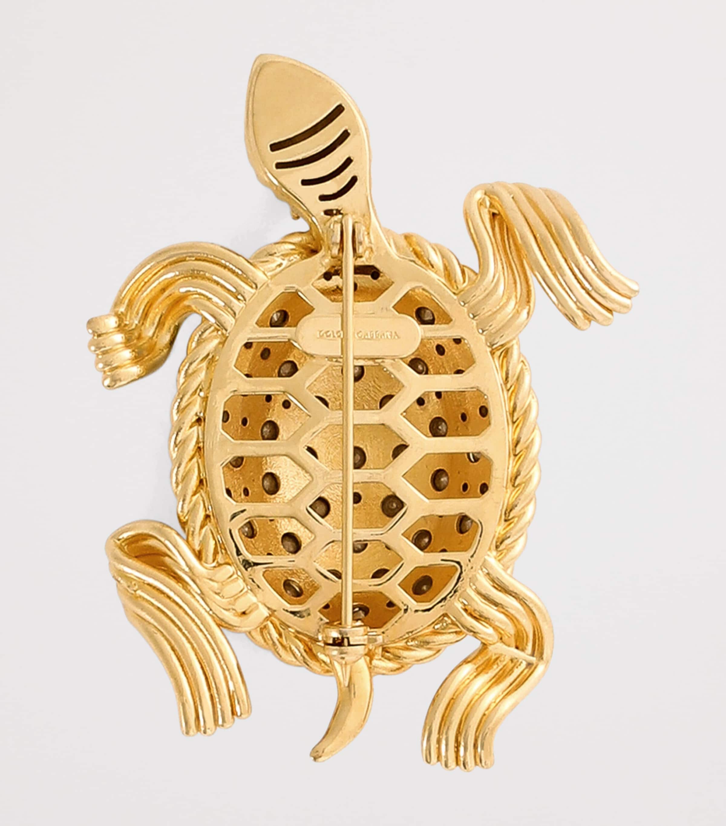 Dolce&Gabbana Embellished Turtle Brooch Verde/oro Image 3