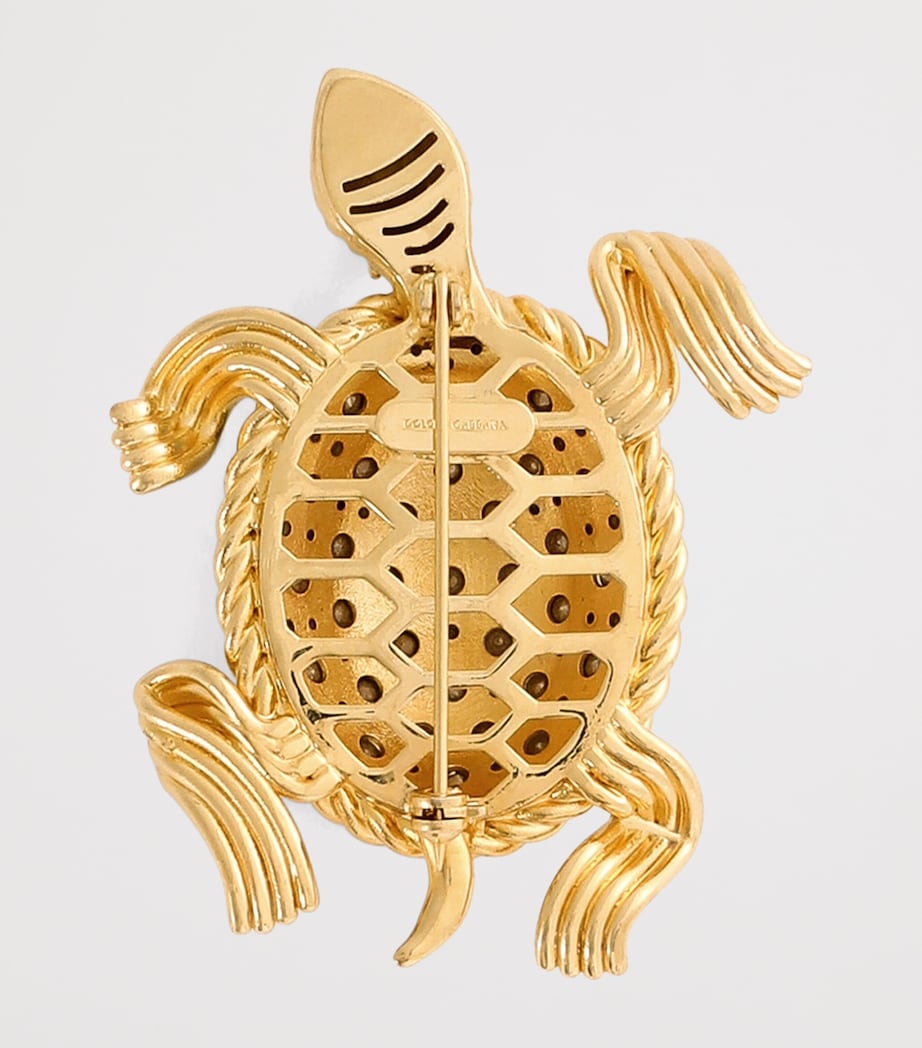 Dolce&Gabbana Embellished Turtle Brooch Verde/oro Image 3