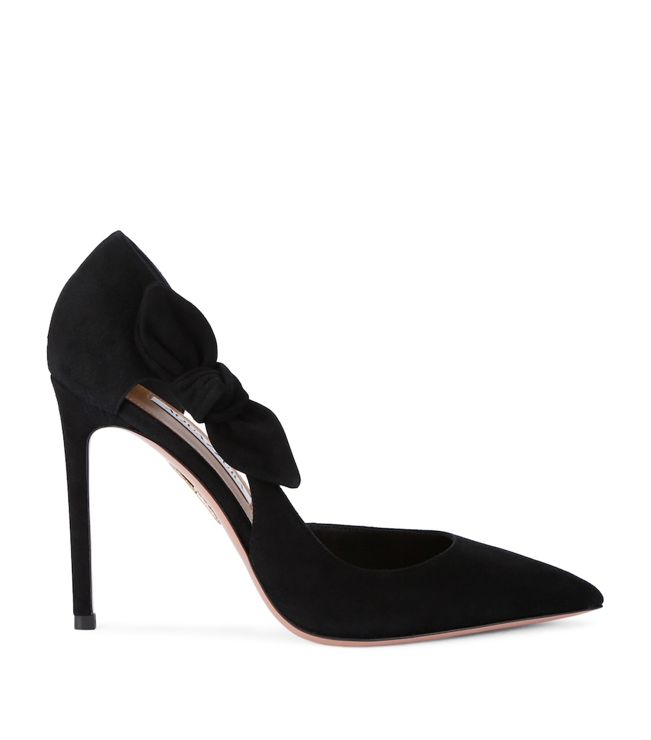 Aquazzura Suede Very Bow Tie Pumps 105 Black Image 1