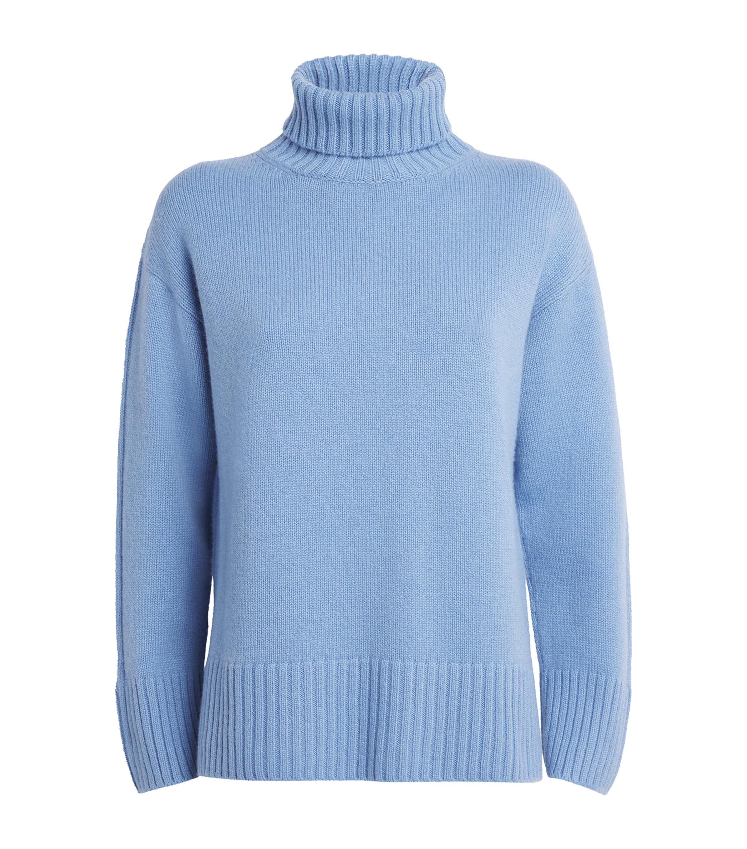 Harrods Cashmere Rollneck Sweater In Blue