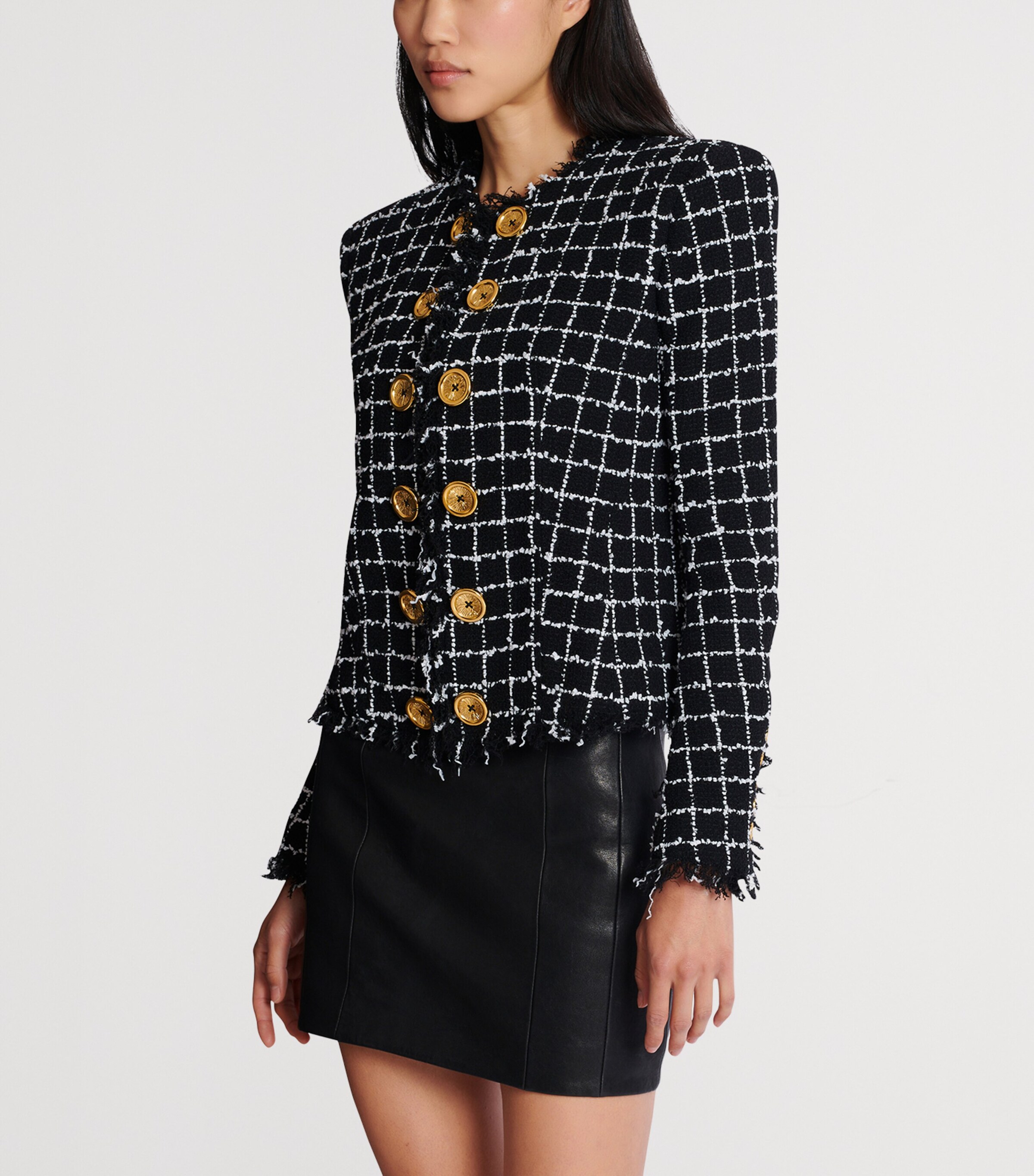 Cropped Tweed Jacket EAB NOIR/BLANC Image 5