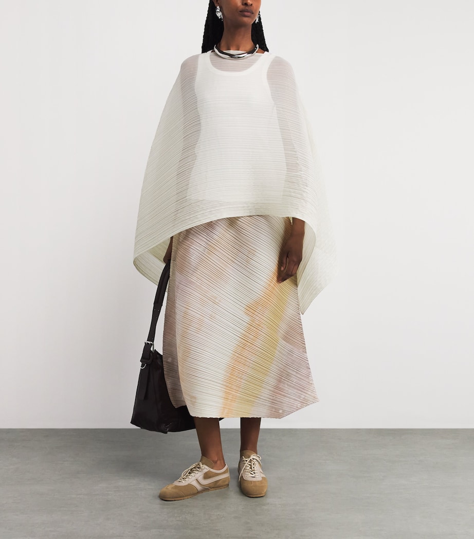 Pleats Please Issey Miyake Womens Sea Bubble Midi Skirt Greige Image 2