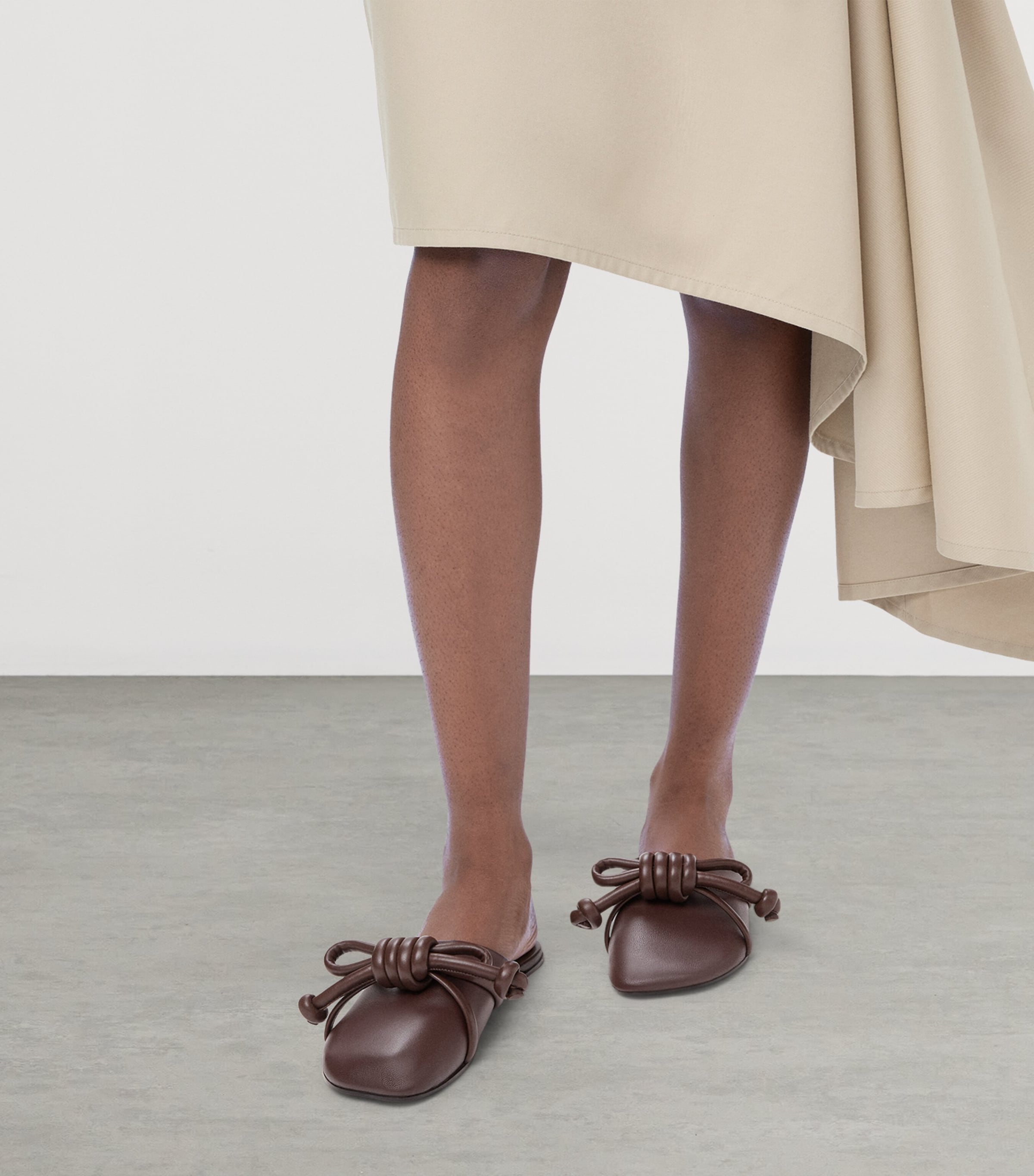 Lambskin Flamenco Knot Mules DARK CHESTNUT Image 2