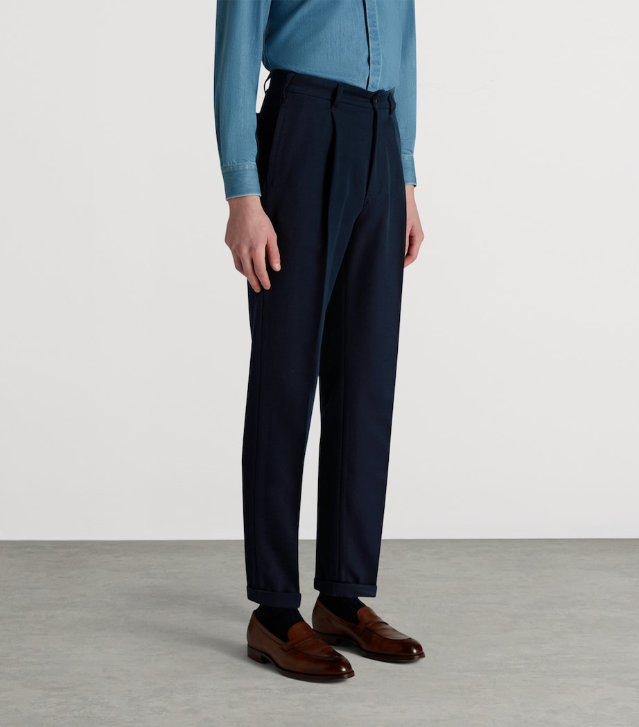 Cotton-Wool Drill Tapered Chinos 416HOUSE NAVY Image 3