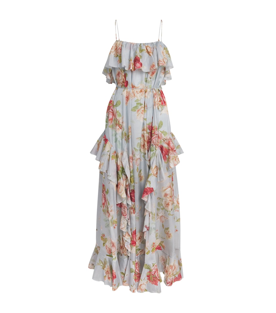 Zimmermann Womens Silk Floral Roselight Midi Dress Brsf Blue Rse Floral Image 1
