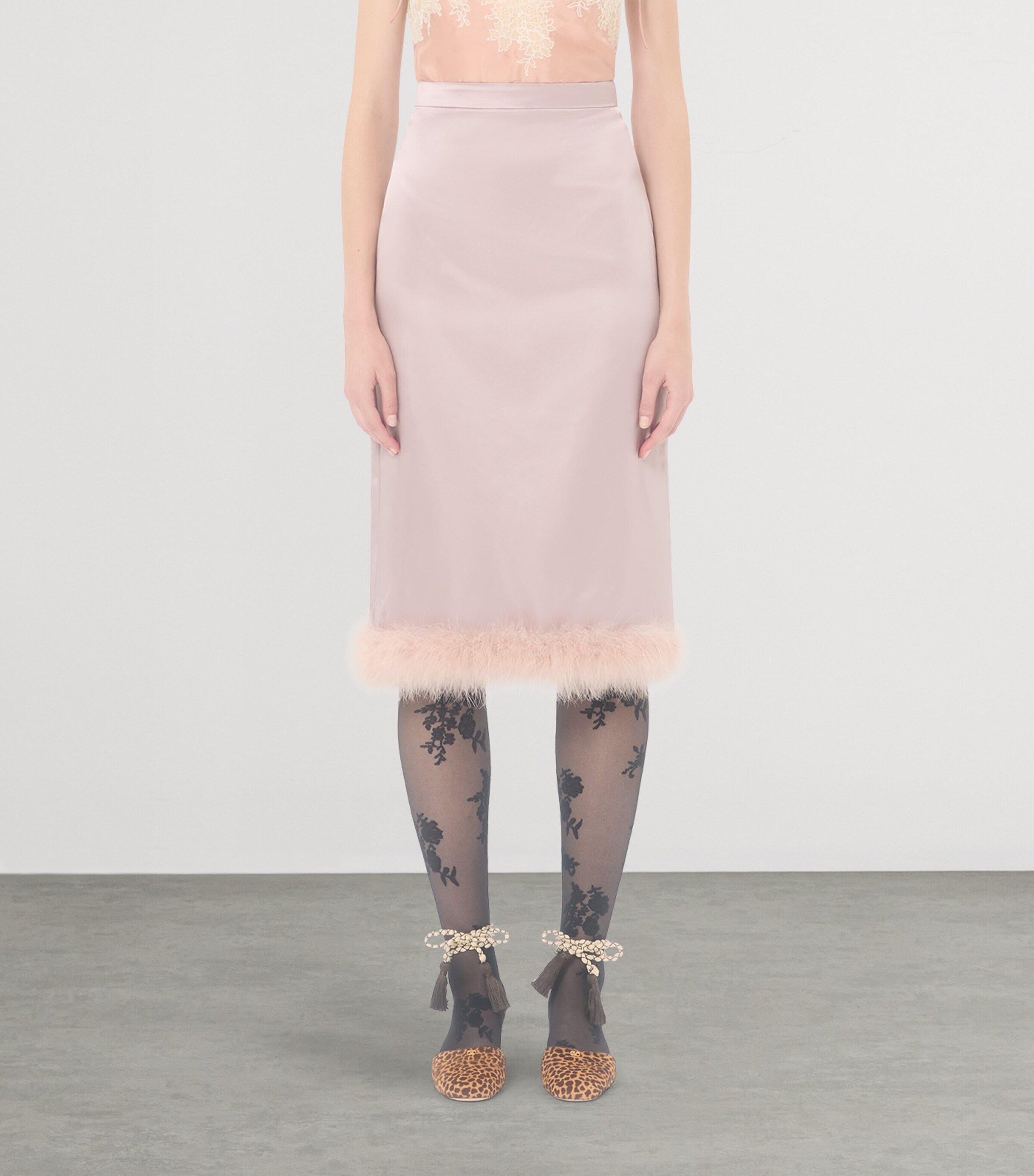 Satin Feather-Trim Skirt MM5 Image 2