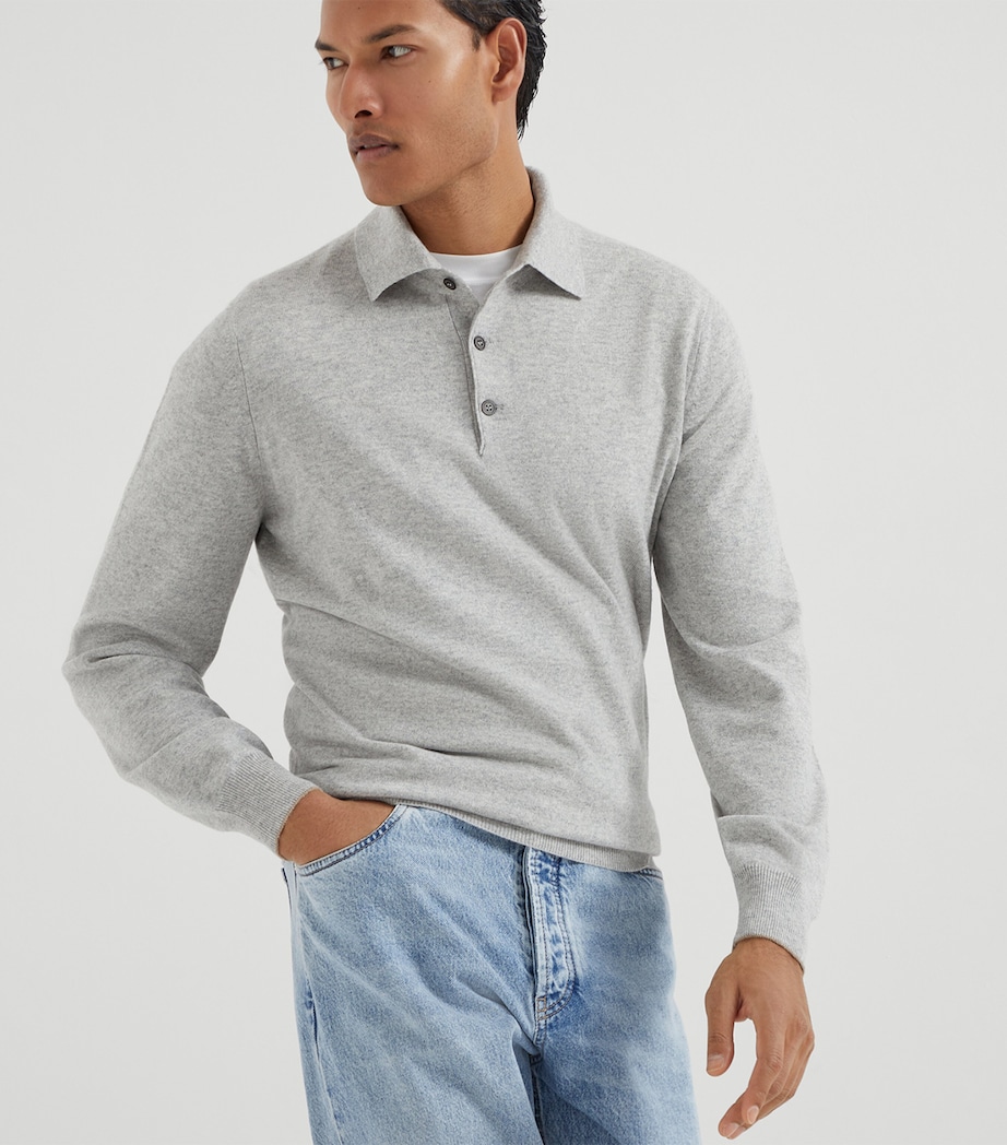 Cashmere Long-Sleeve Polo Sweater CK773 Image 2