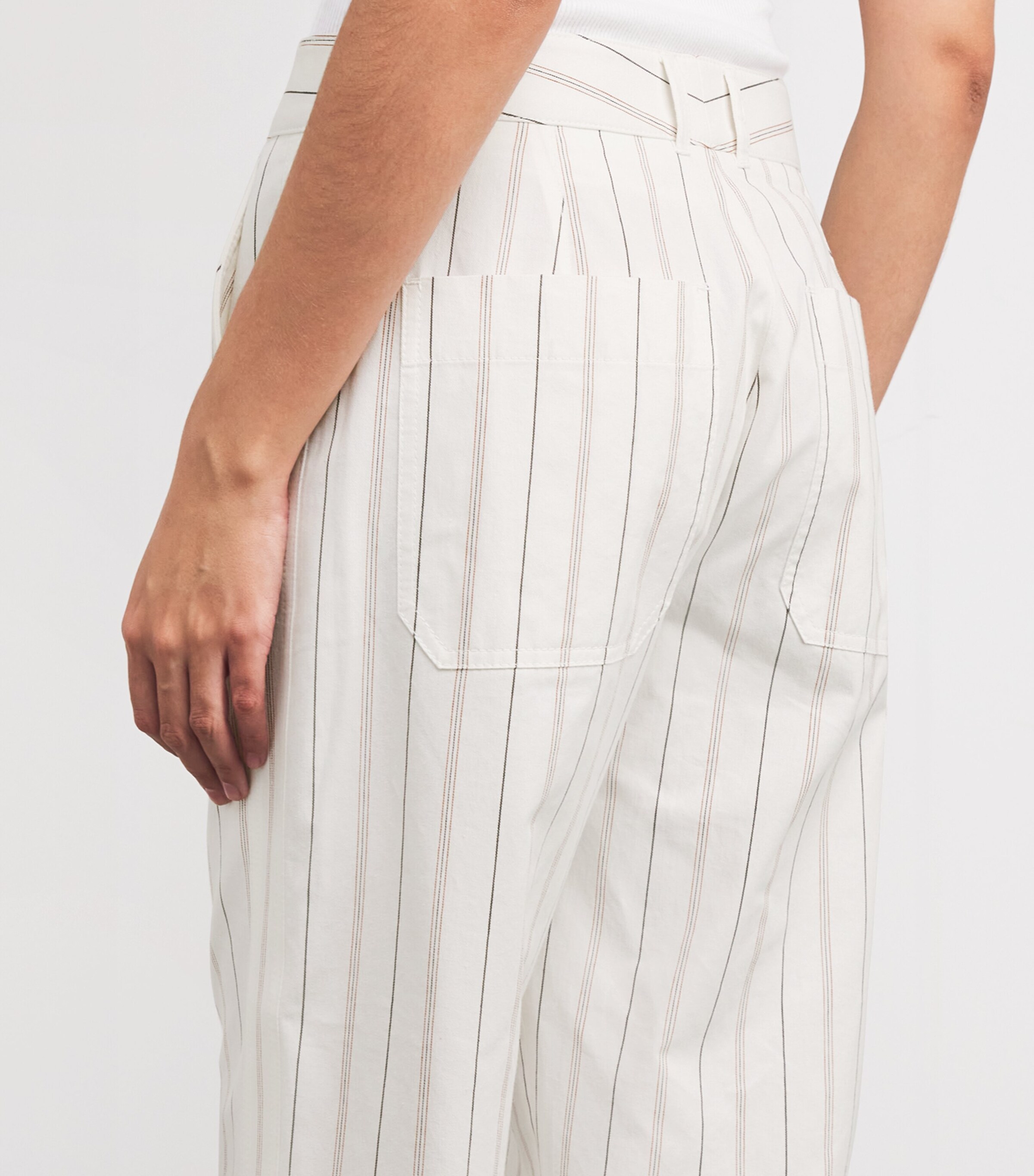 ME+EM Womens Organic Cotton Stripe Cropped Trousers Multi Stripe Image 6