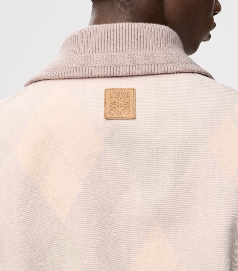 Argyle-Print Denim Jacket BEIGE Image 5