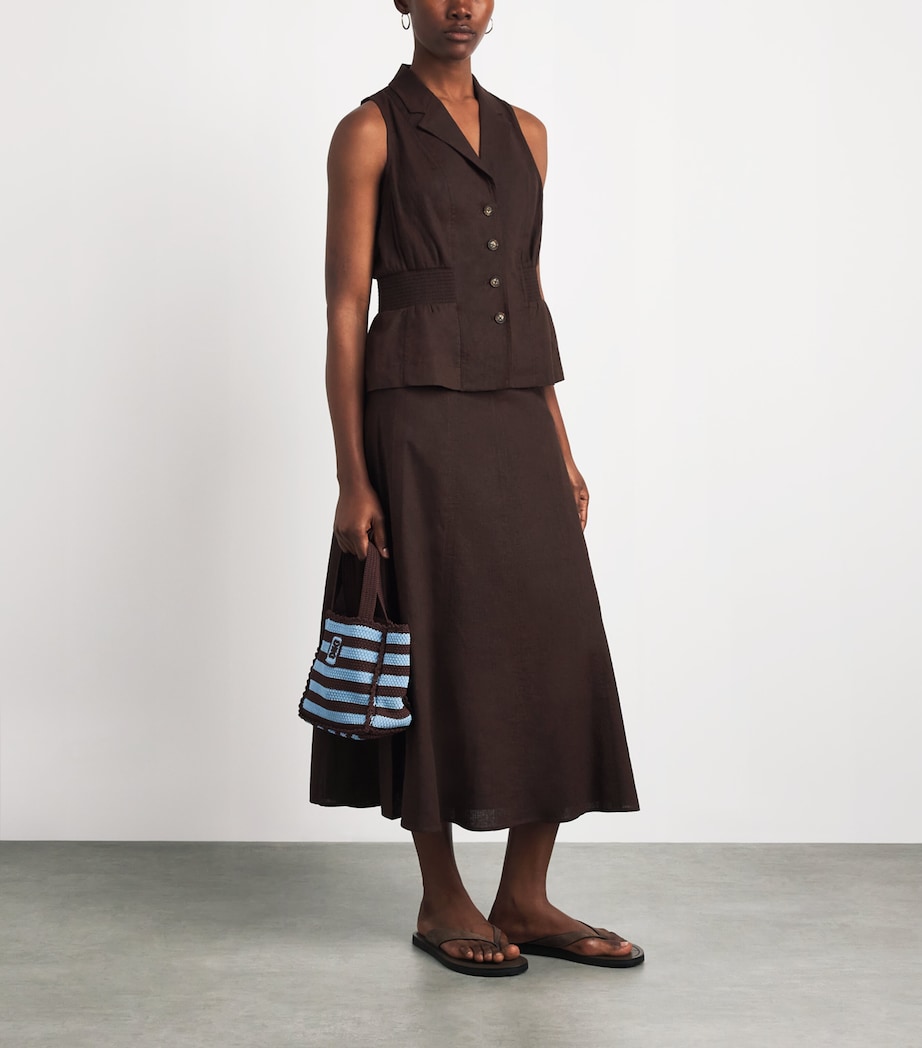 ME+EM Womens Linen-Blend Maxi Skirt Cocoa Brown Image 2
