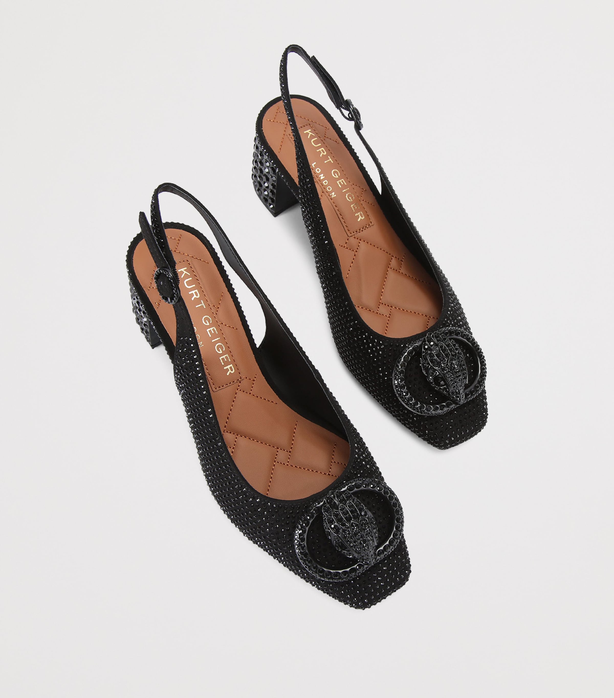 Kurt Geiger London Embellished Chelsea Block Slingback Pumps Black Image 4