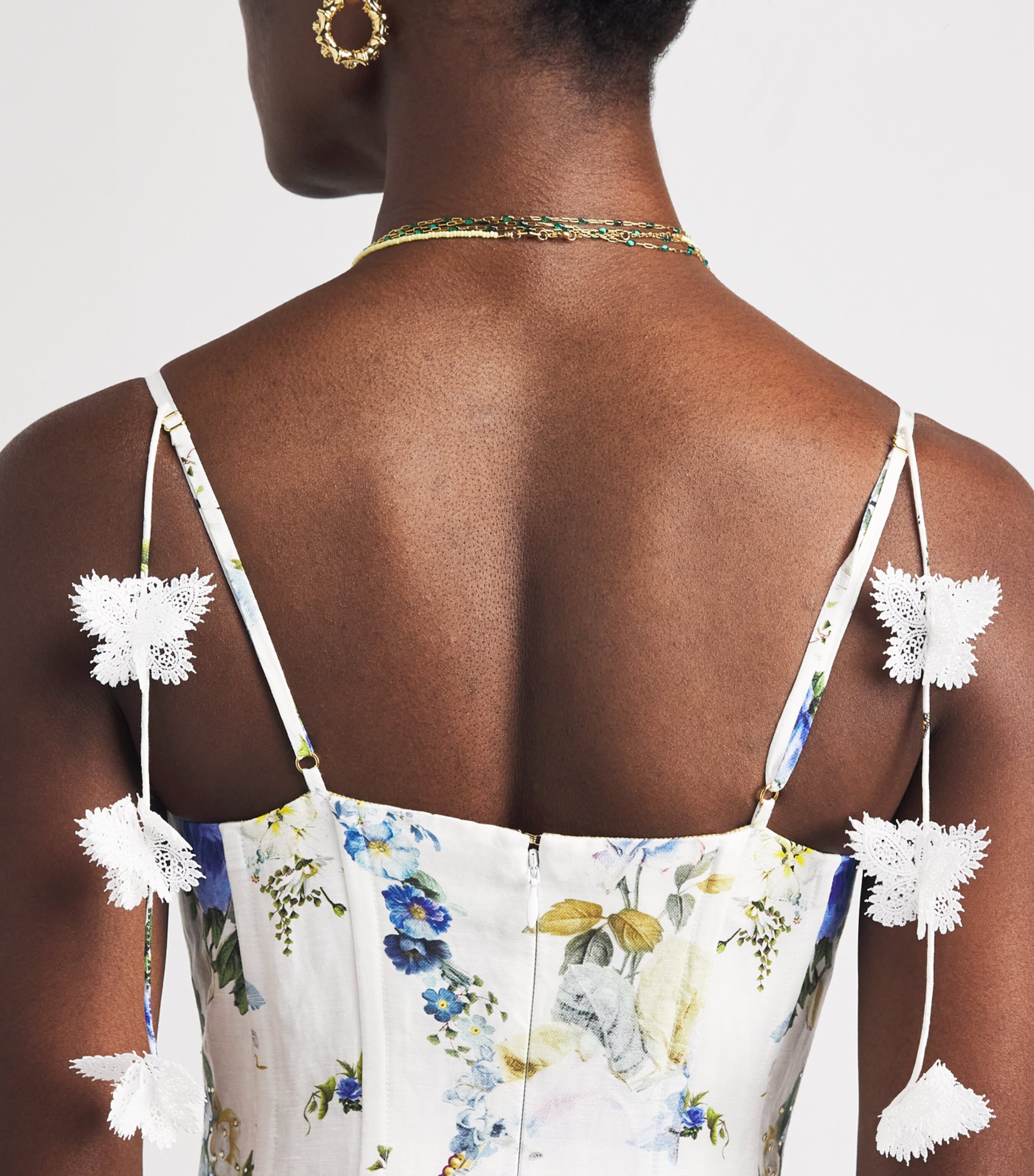 Camilla Womens Linen-Silk Corset Midi Dress Dandelion Skies Image 5
