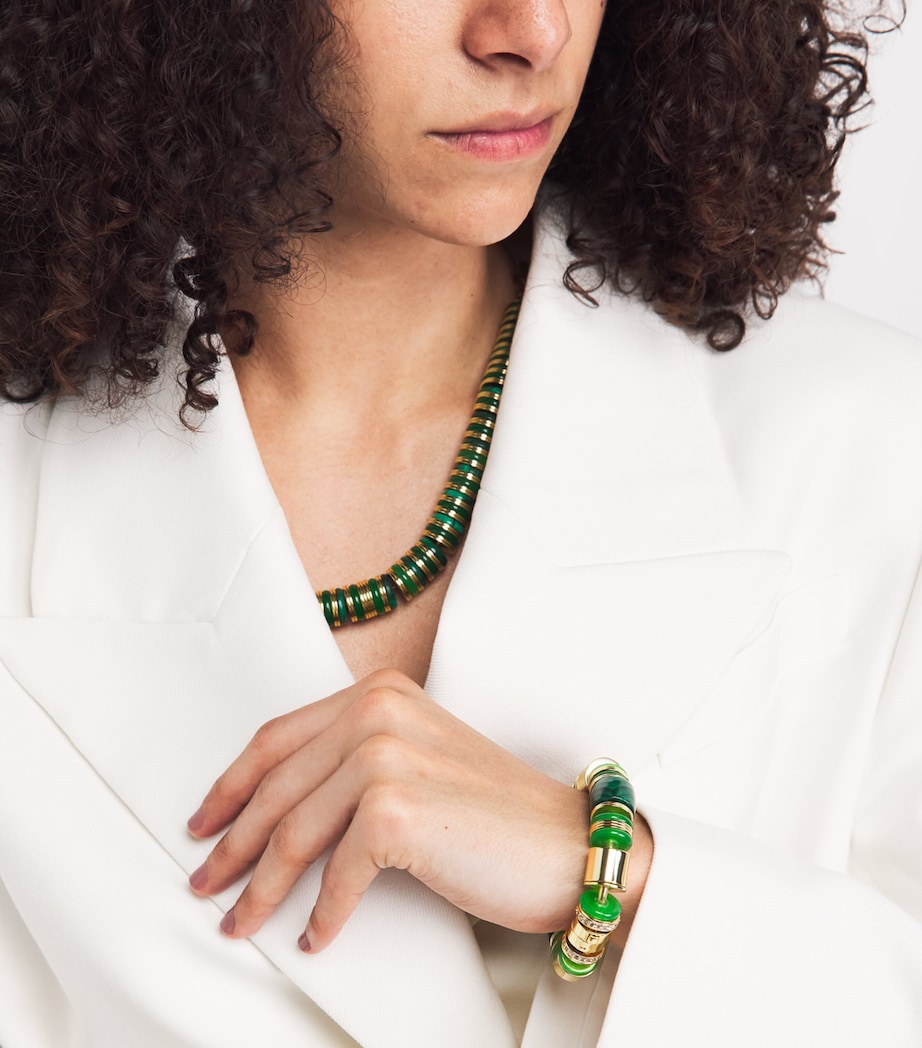 Eddie Borgo Gold-Plated Jade, Malachite and Pavé Crystal Lenox Bracelet Malachite/new Jade Image 2
