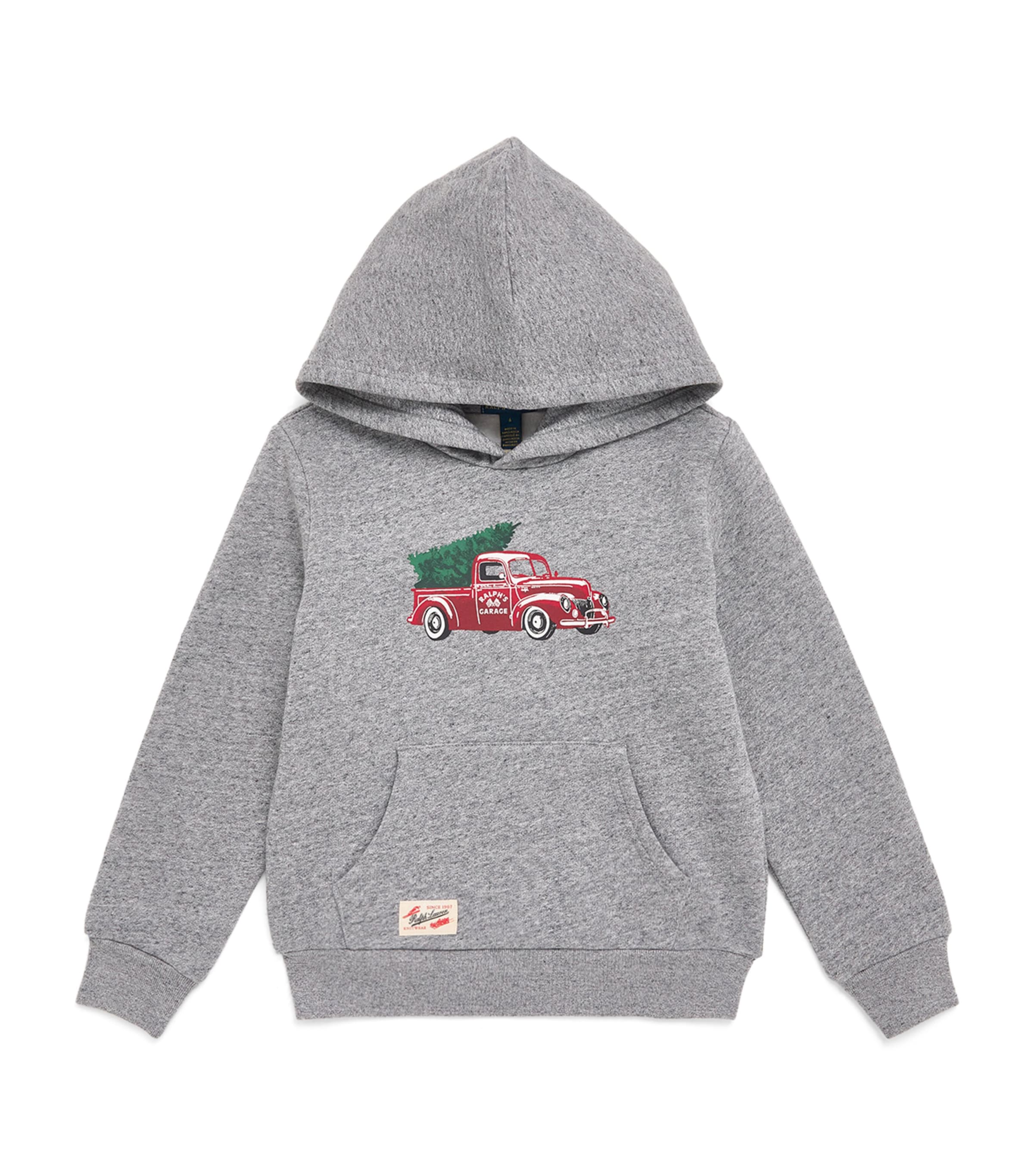 Ralph Lauren Cotton-blend Truck Print Hoodie In White