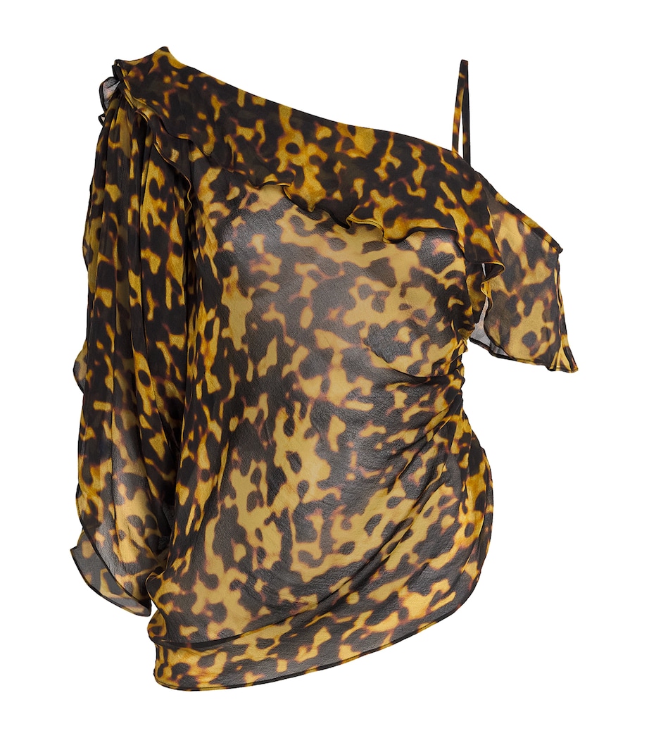Silk Sheer Draped Blouse TORTOISESHELL Image 1