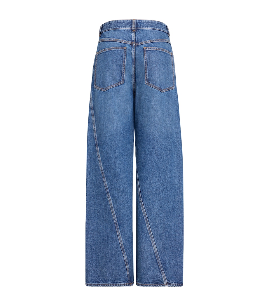 Alaïa Womens Twisted Straight-Leg Jeans Bleu Mineral Image 2