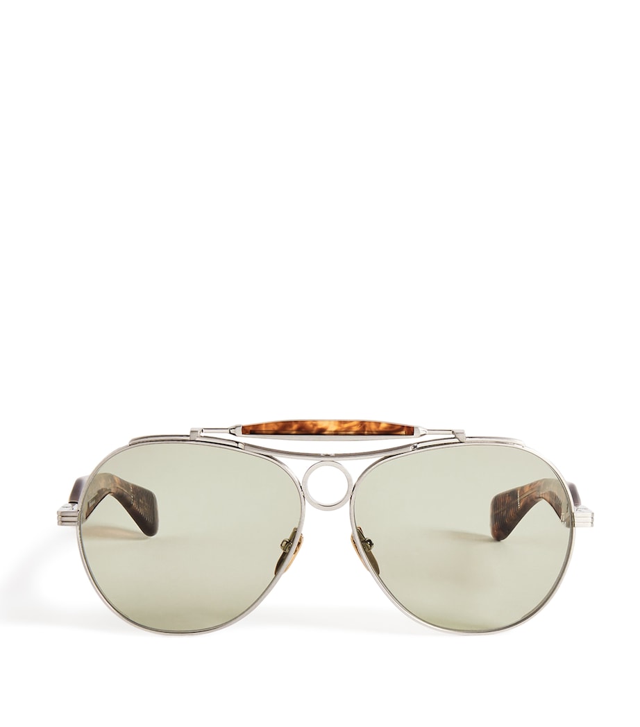 Tortoiseshell Aspen Aviator Sunglasses 41-SILVER Image 1