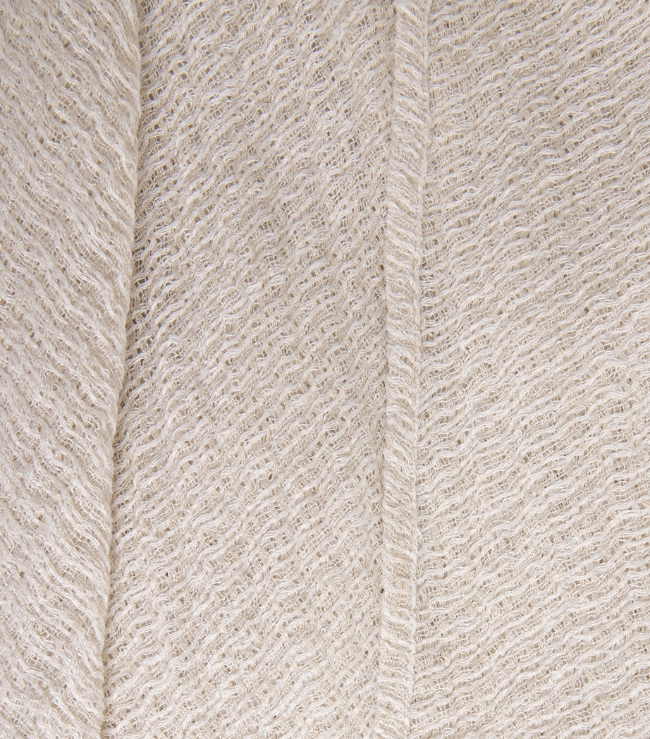 Eskandar Womens Linen-Blend Longline Cardigan Natural Image 6