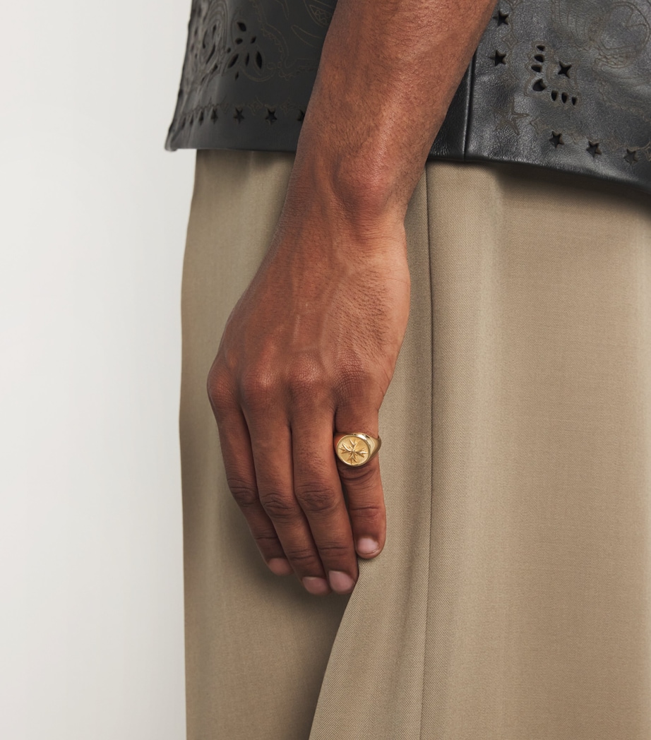 Gold-Plated Crest Signet Ring GOLD Image 2