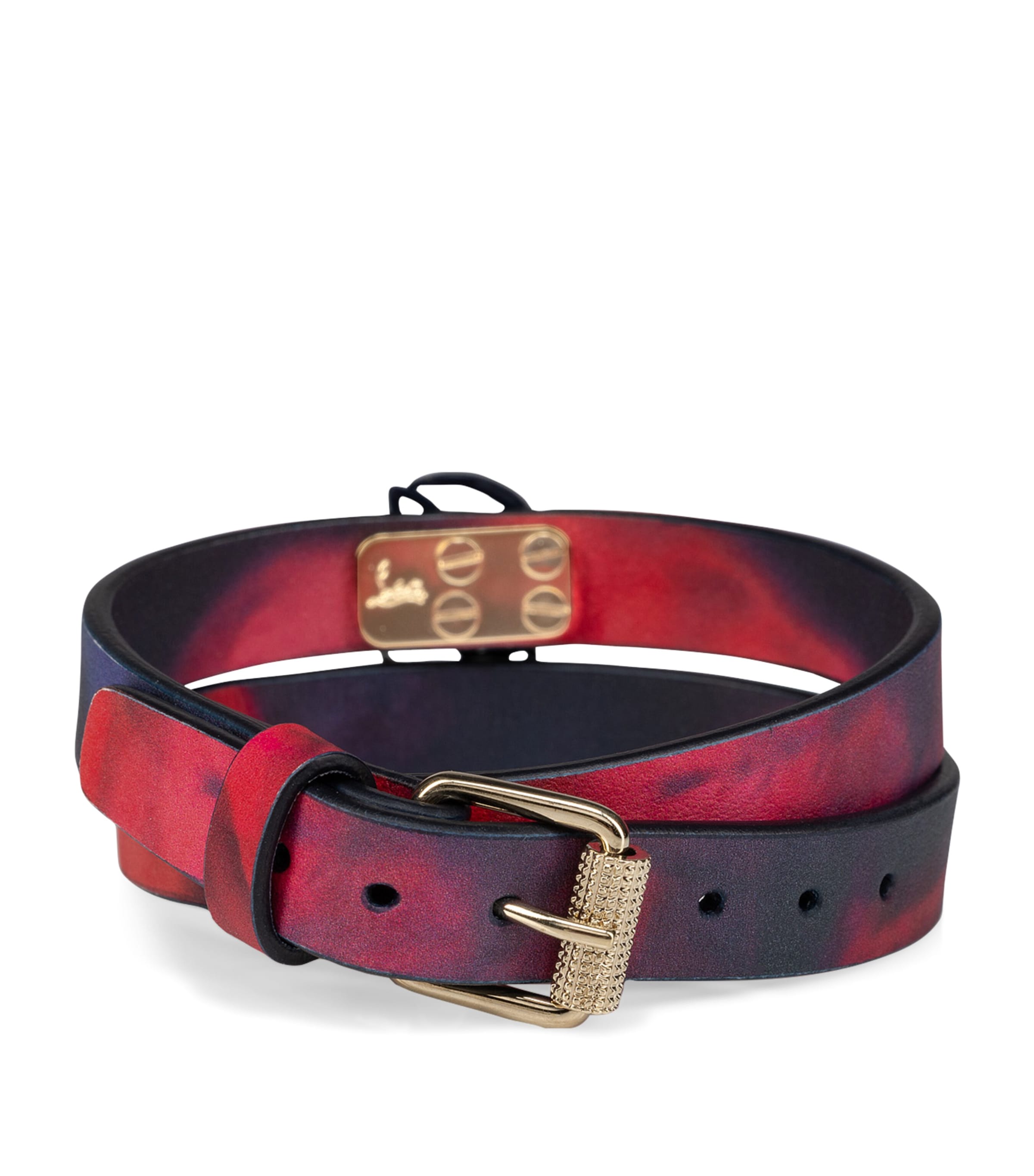 CHRISTIAN LOUBOUTIN CL LOGO LEATHER FLORAL BRACELET 