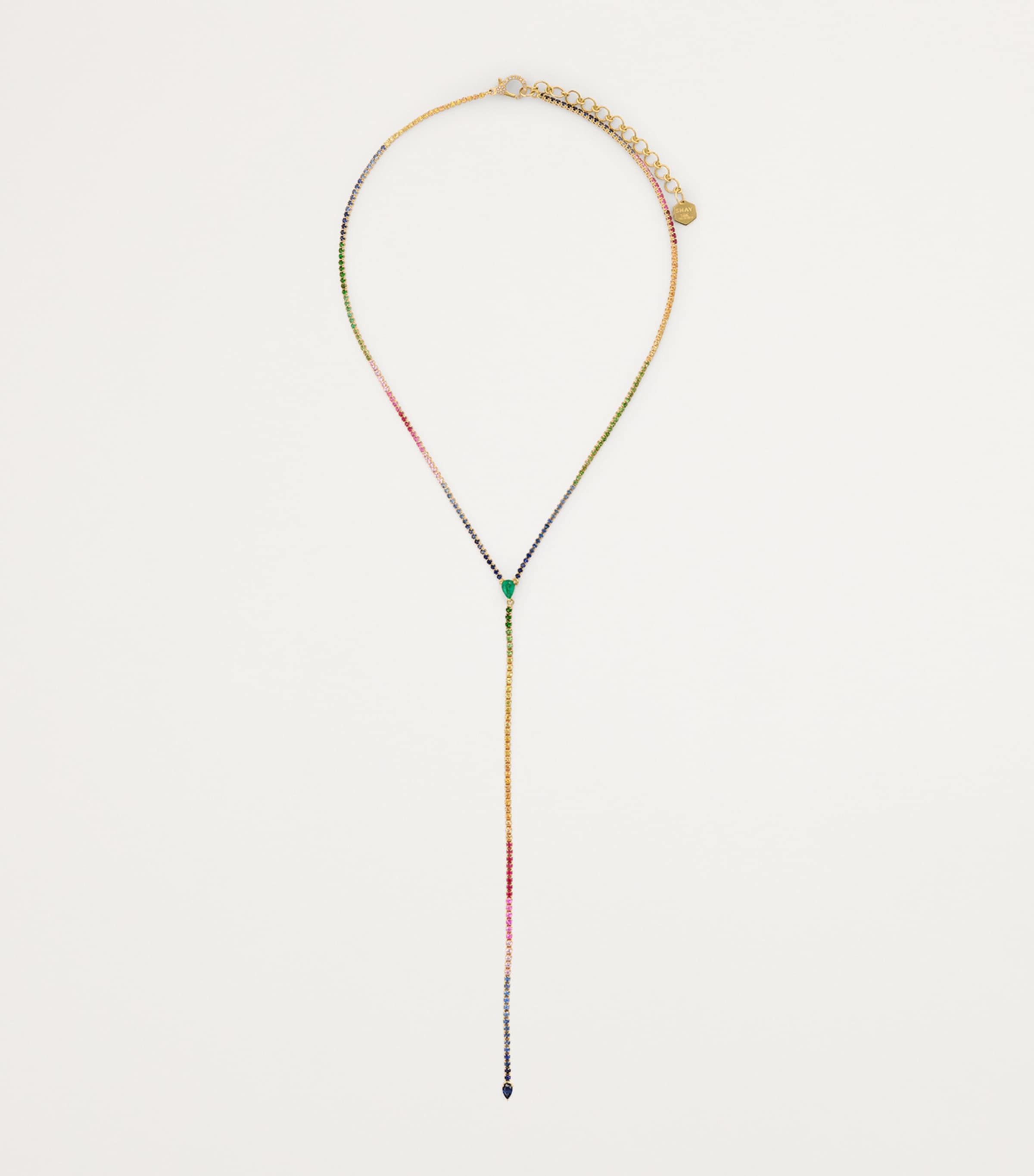 Yellow Gold, Diamond and Mixed Gemstone Rainbow Threads Necklace YELLOW GOLD Image 3