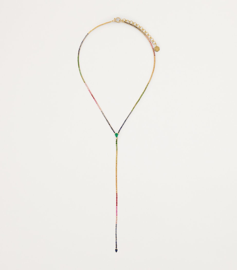 Yellow Gold, Diamond and Mixed Gemstone Rainbow Threads Necklace YELLOW GOLD Image 3