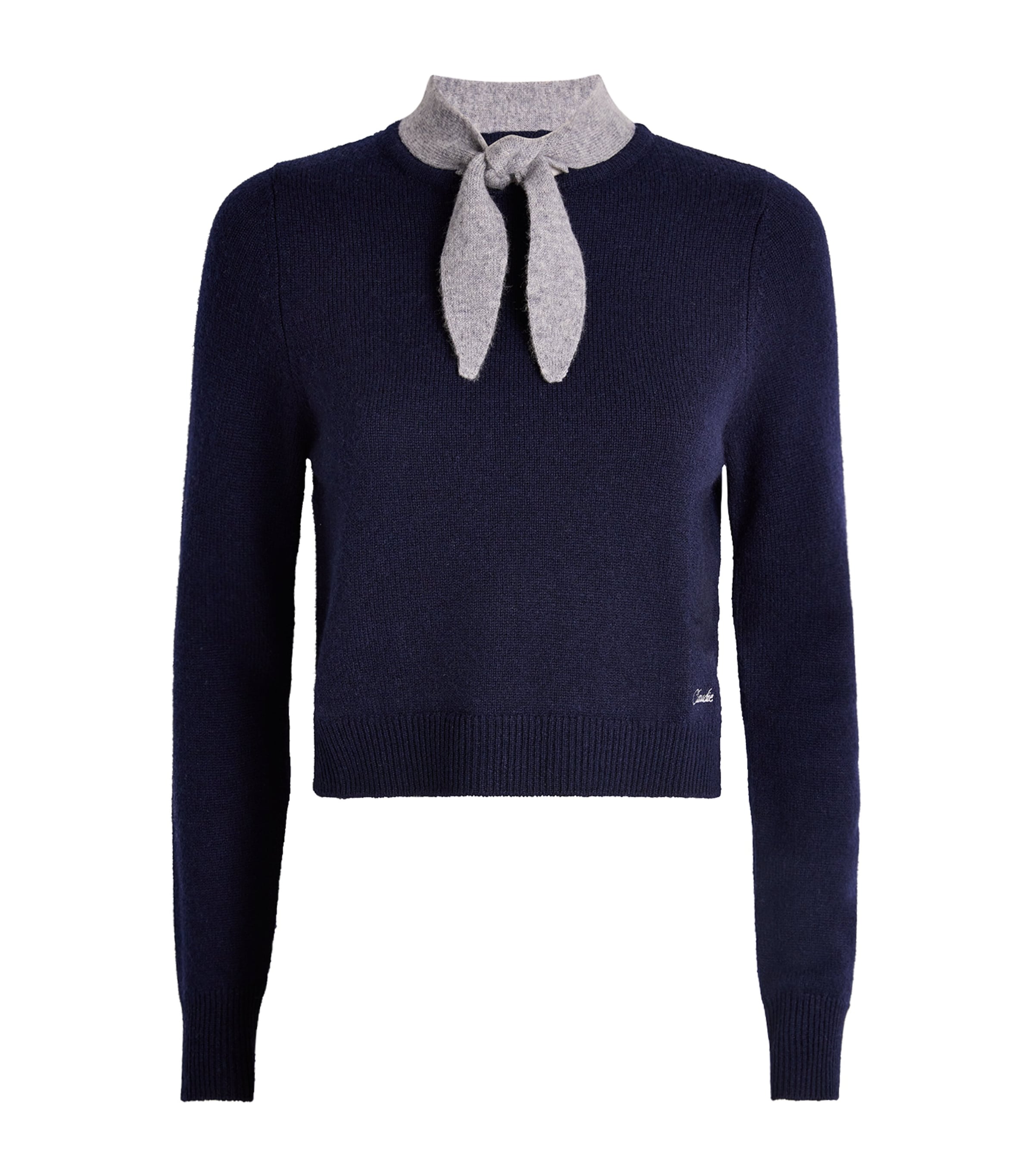 Claudie Pierlot Womens Dual-color Scarf-collared Long-sleeve Wool-cashmere Blend Jumper In Blue