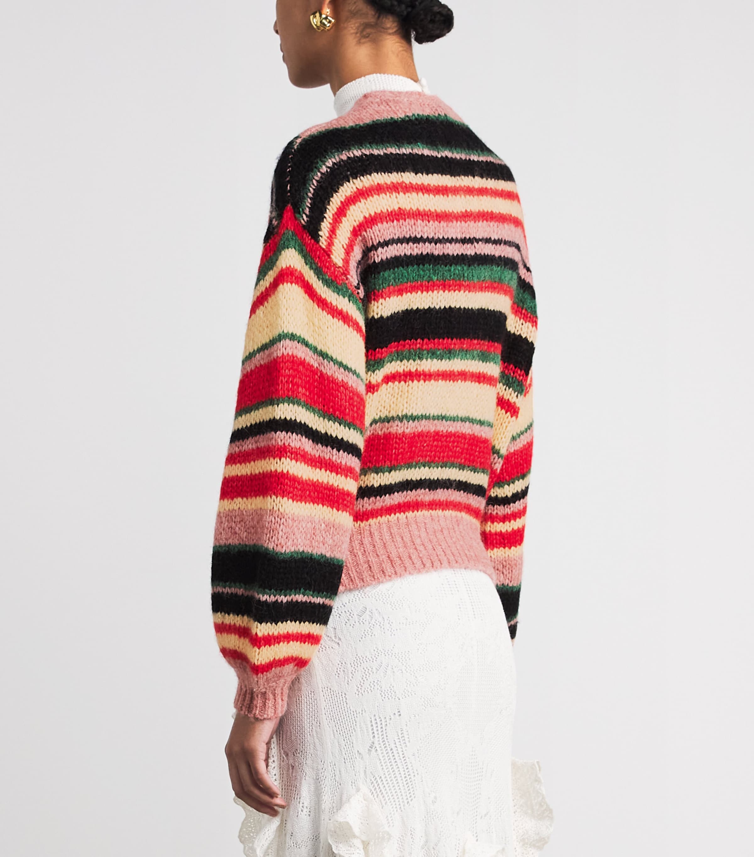 Rixo Womens Wool-Blend Stripe Wrap Sweater Kelly Stripe Multi Image 5