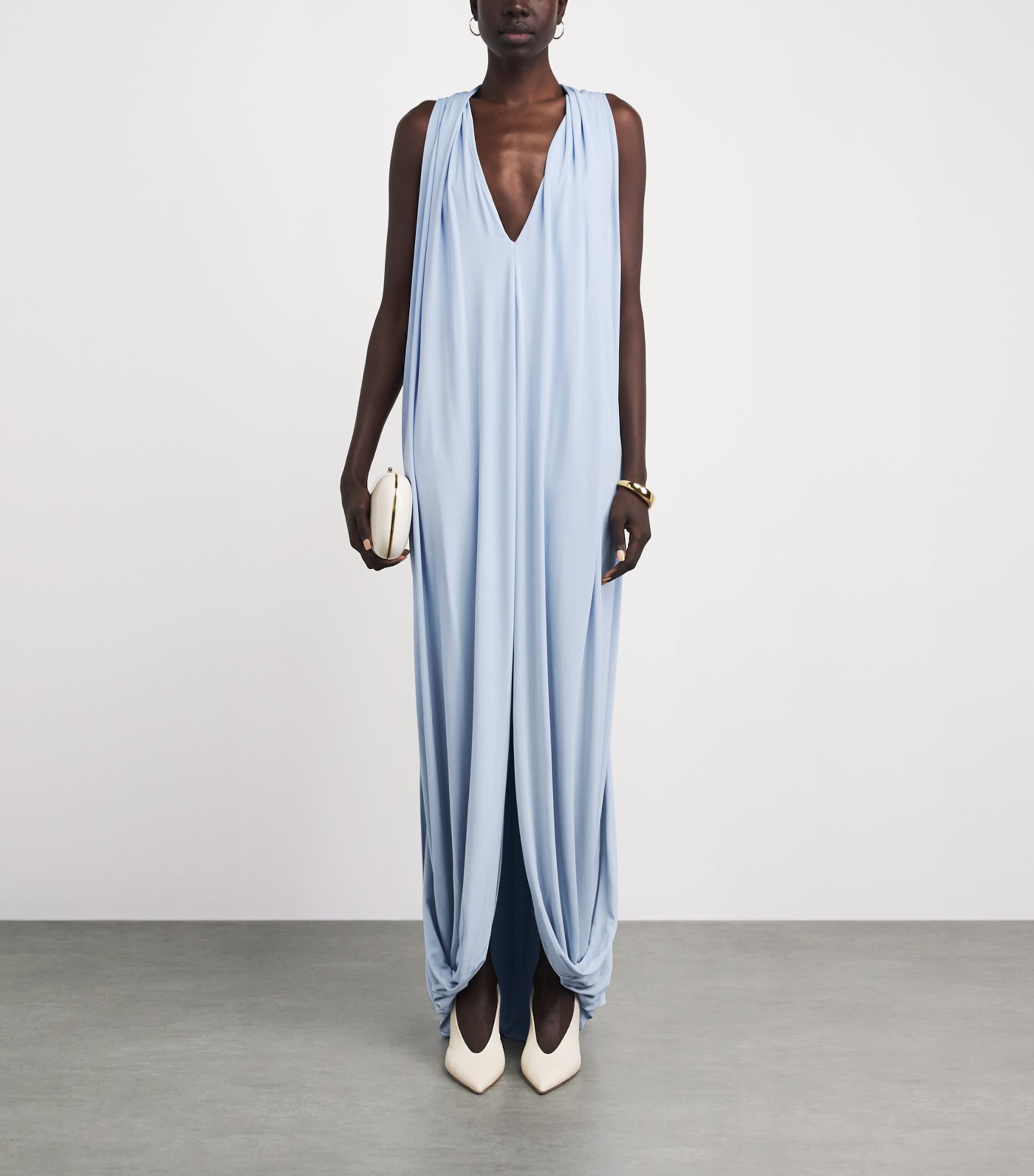 ESSE Studios Womens Cowl-Neck Solina Maxi Dress Sky Image 2