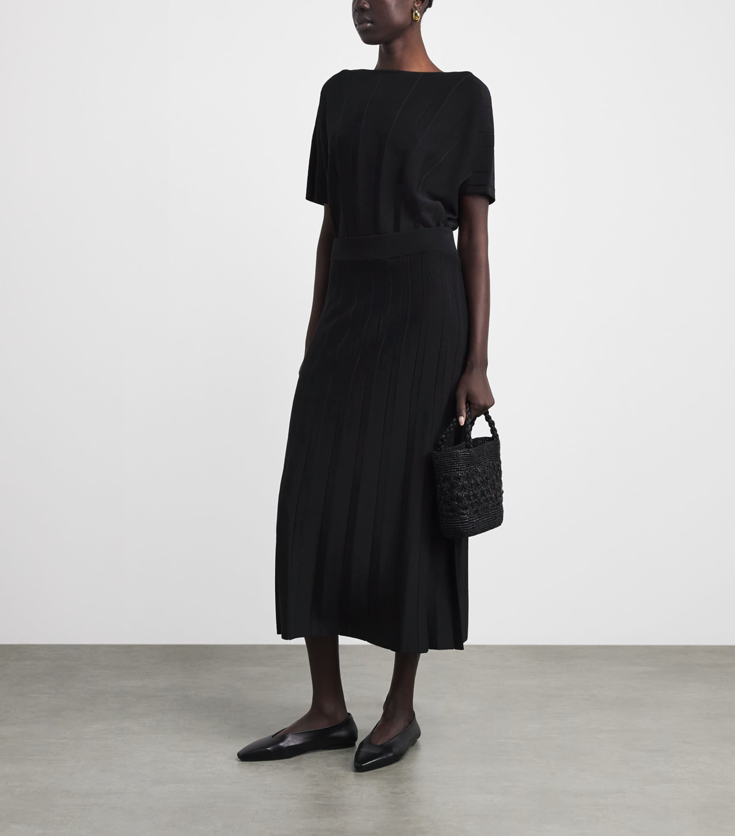Falke Womens Plissé Midi Skirt Black Image 2