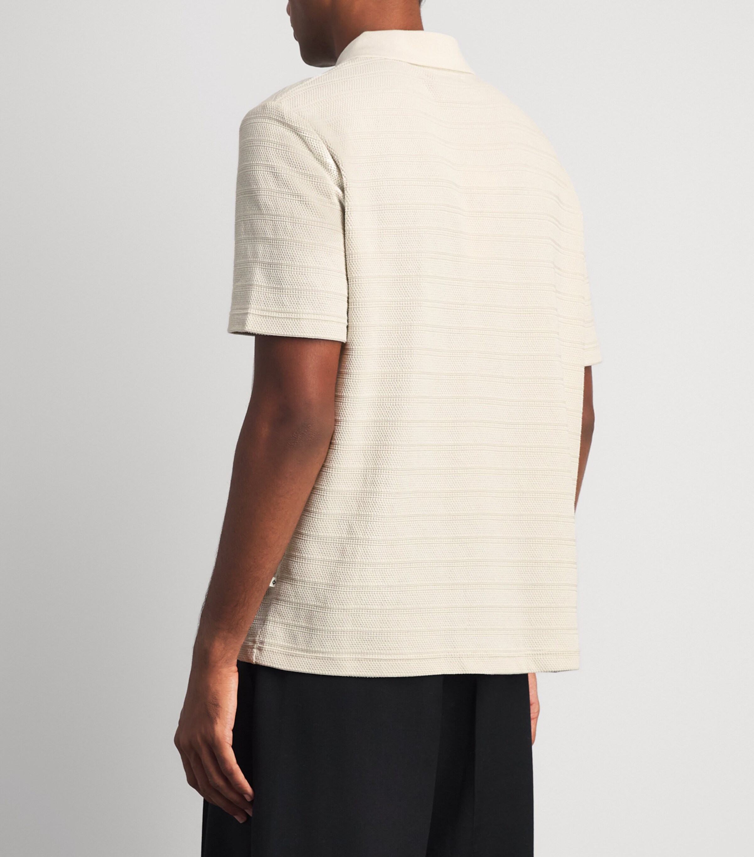 Samsøe Samsøe Mens Organic Cotton Rib-Kit Sajase Polo Shirt Silver Birch Image 5