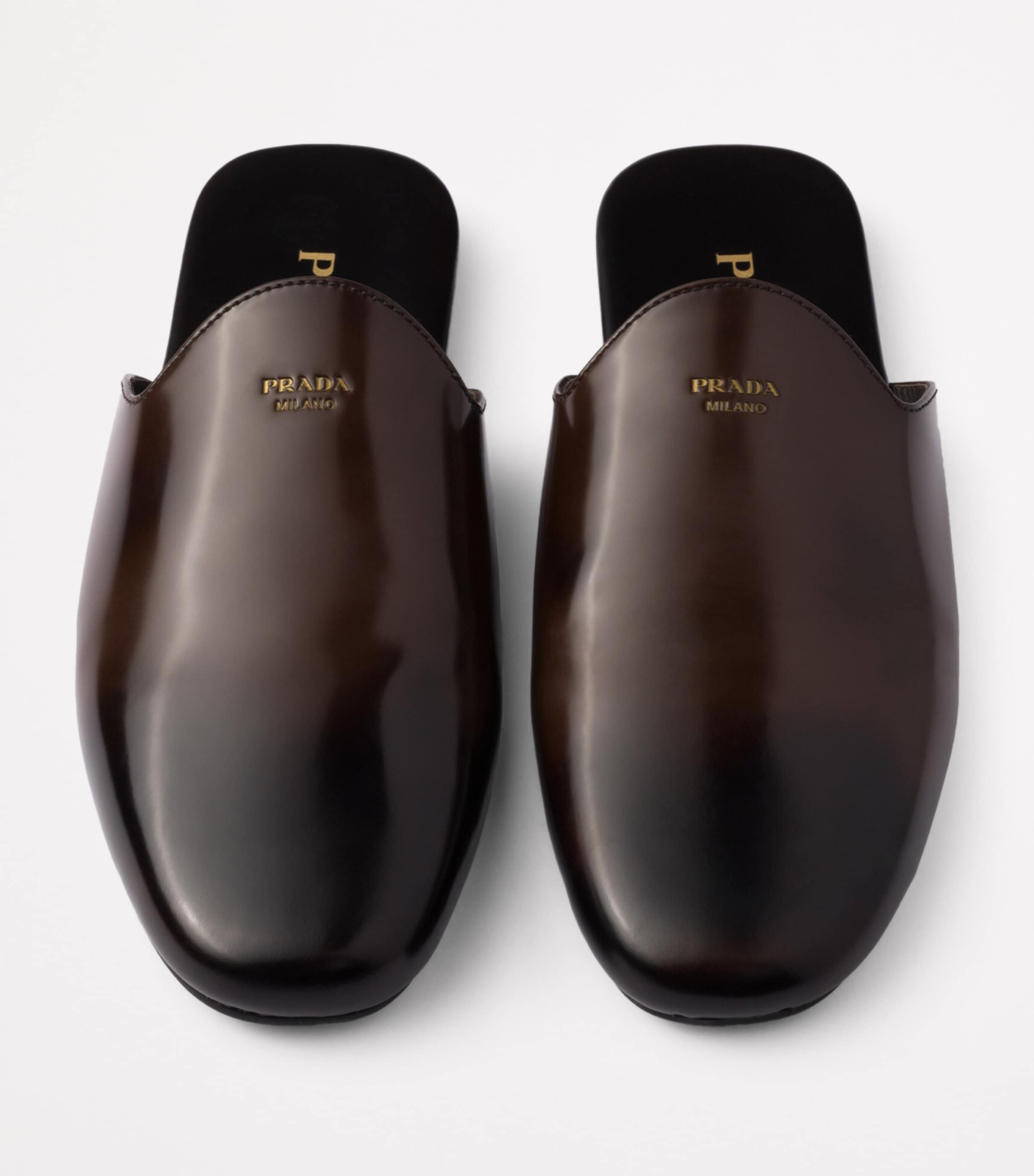 Prada Brown Brushed Leather Mules | Harrods UK