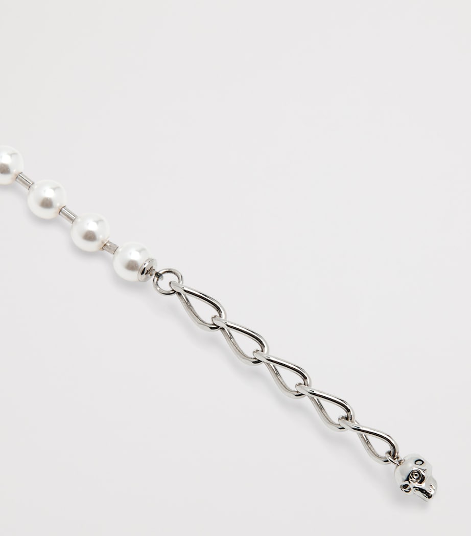 Faux Pearl and Skull Necklace 1026 Image 3