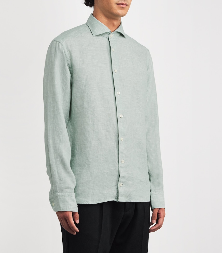 Linen Slim-Fit Shirt 64 MID GREEN Image 3