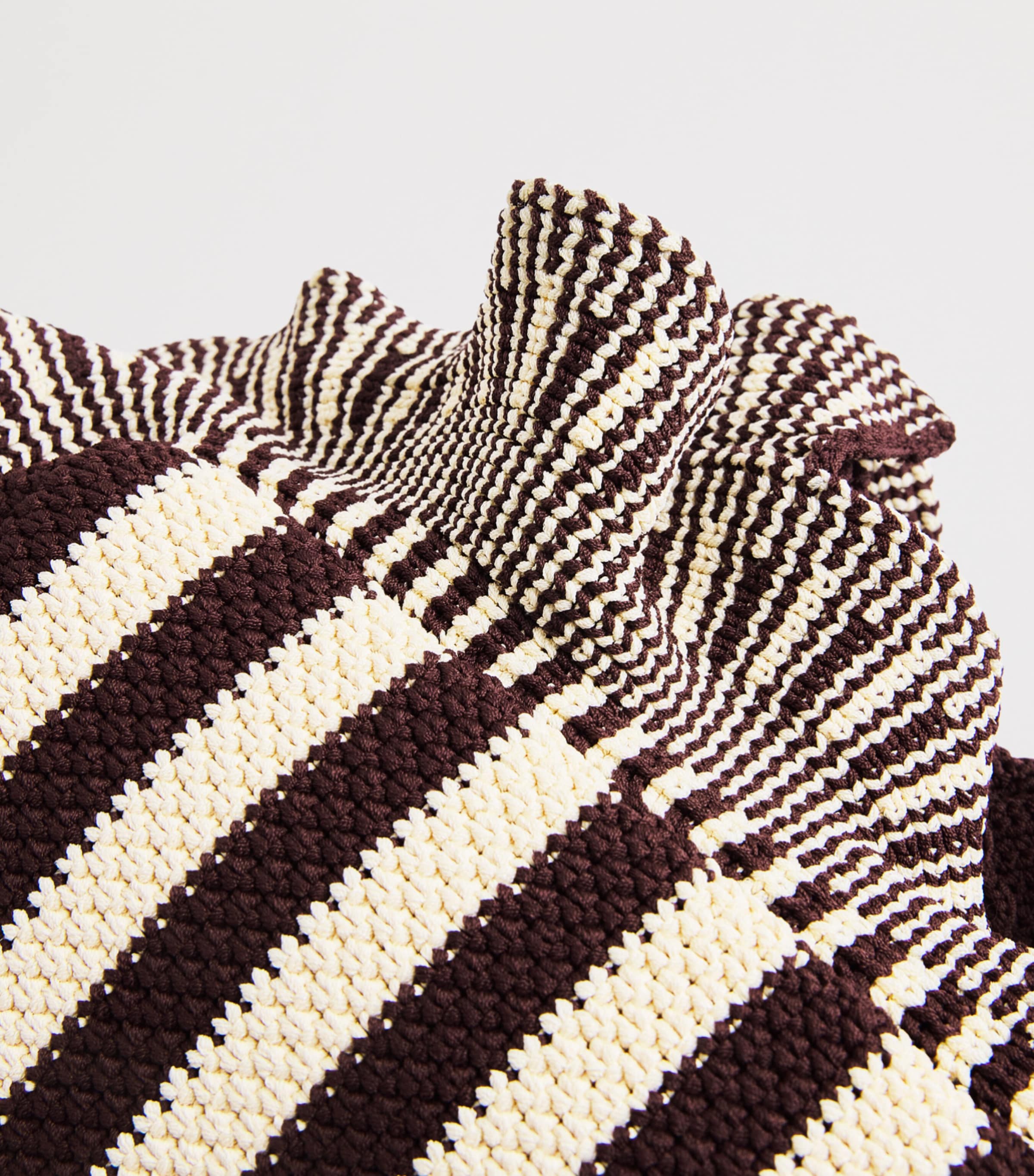 Sandro Paris Crochet Stripe Tote Bag Ecru / Brown Image 5