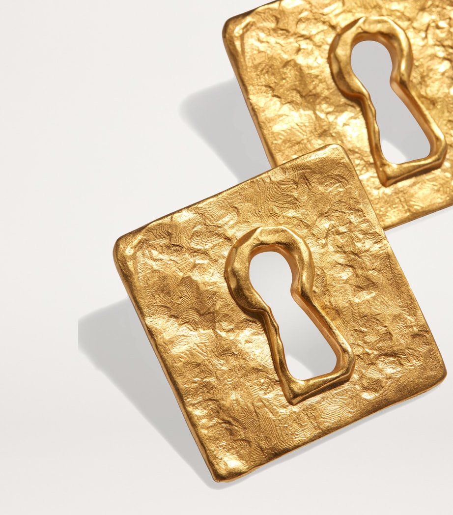 Square Keyhole Earrings 001GOLD Image 2