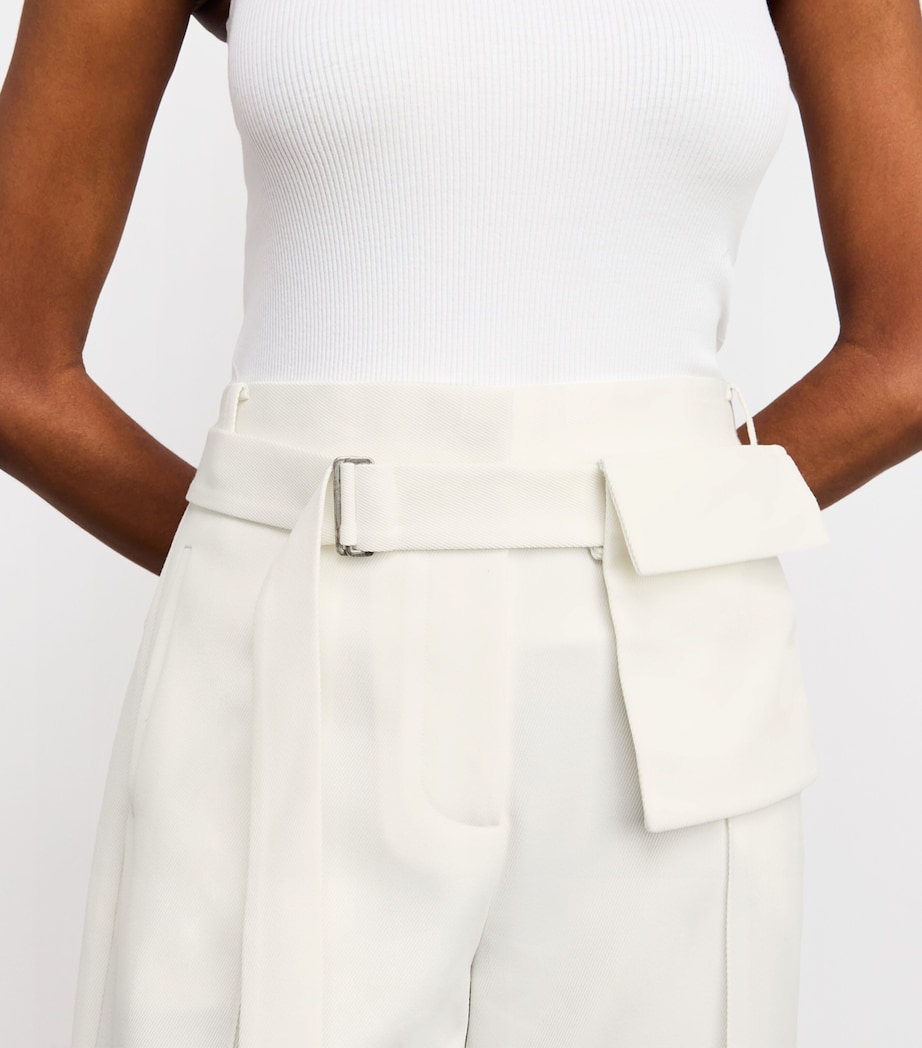Wool-Blend Belted Straight Trousers OFF WHITE Image 6