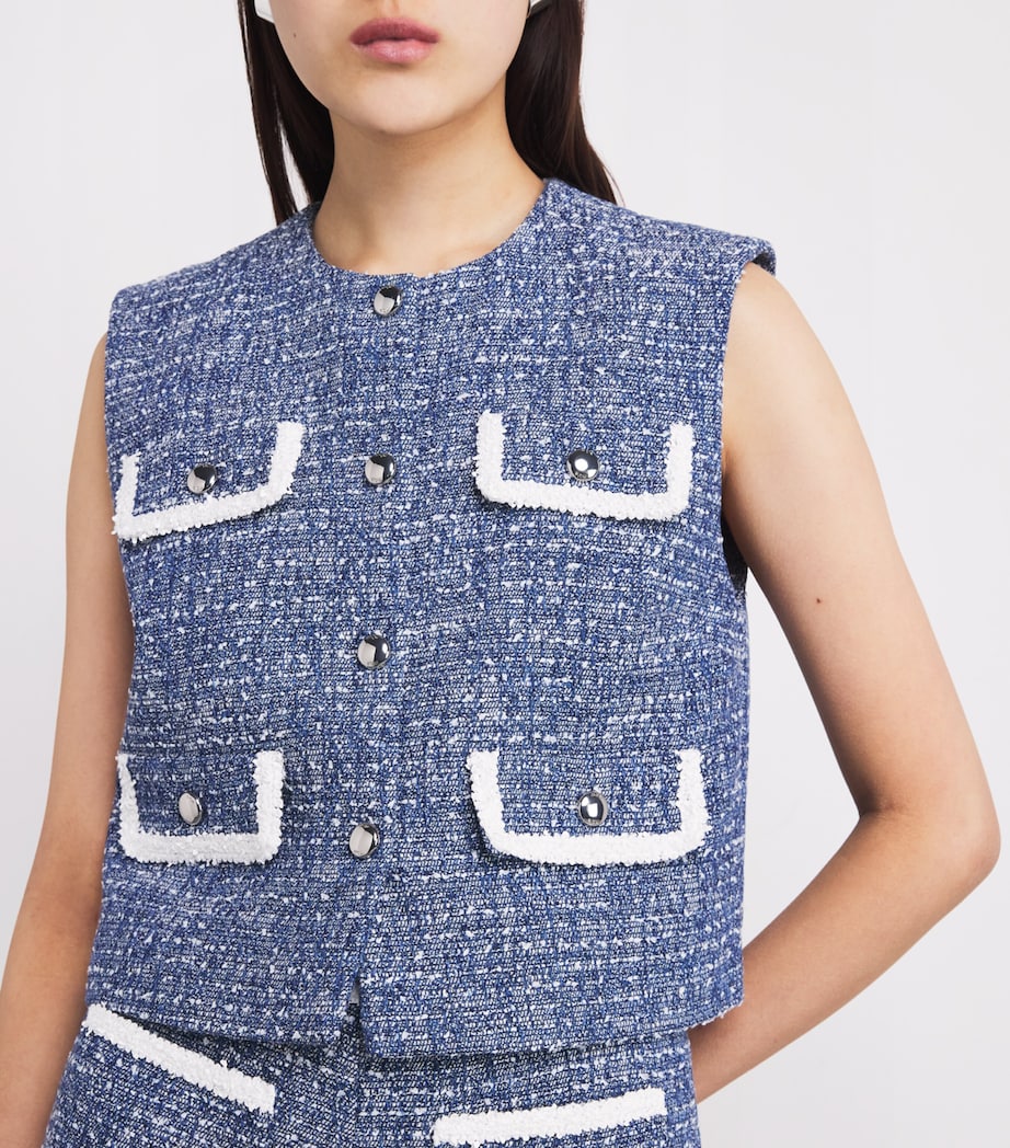 Tweed Sleeveless Top BLUE Image 6