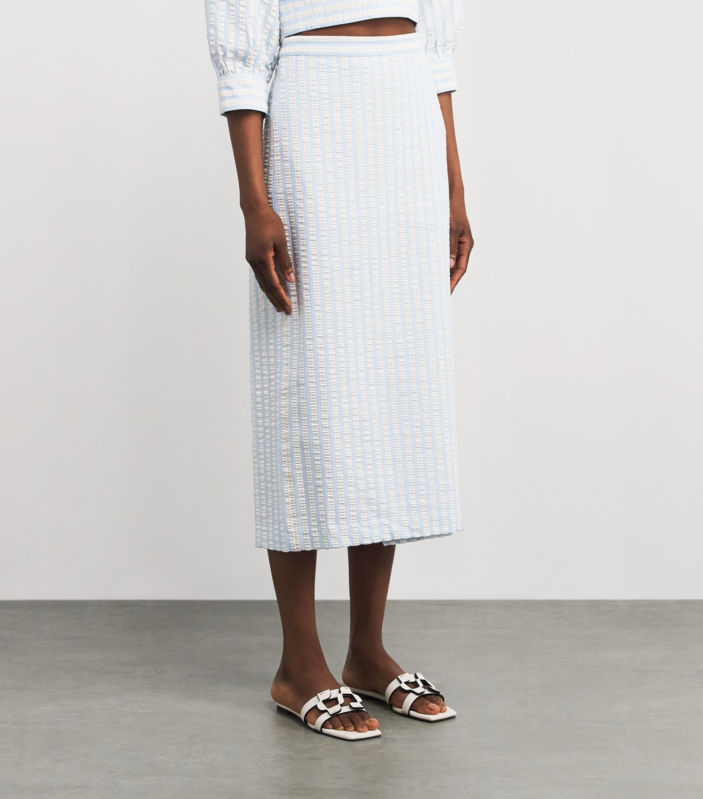 Stripe Monty Midi Wrap Skirt HYDRANGEA BLUE STP Image 3